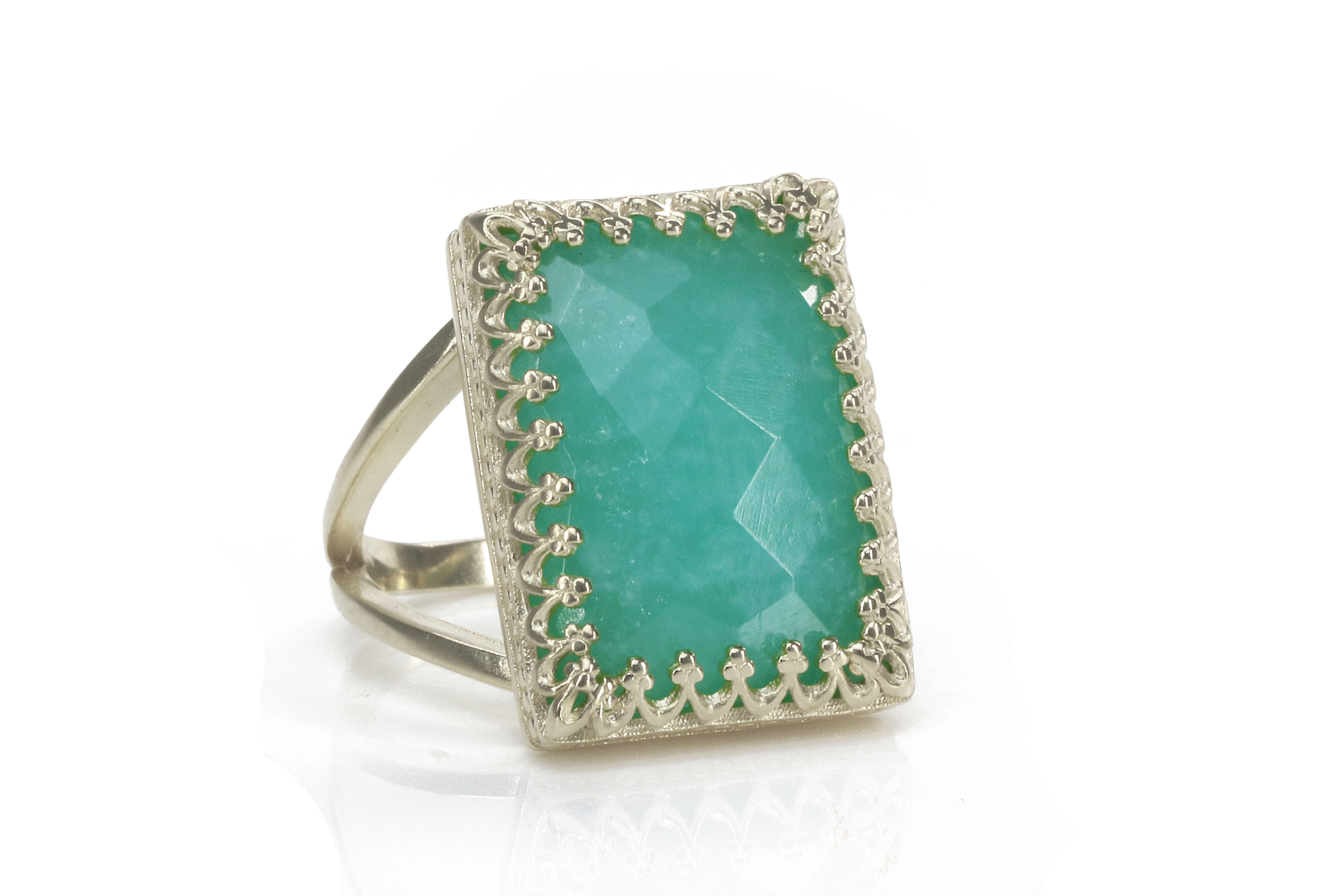Amazonite Ring in 925 Sterling Silver Rings Anemone Jewelry