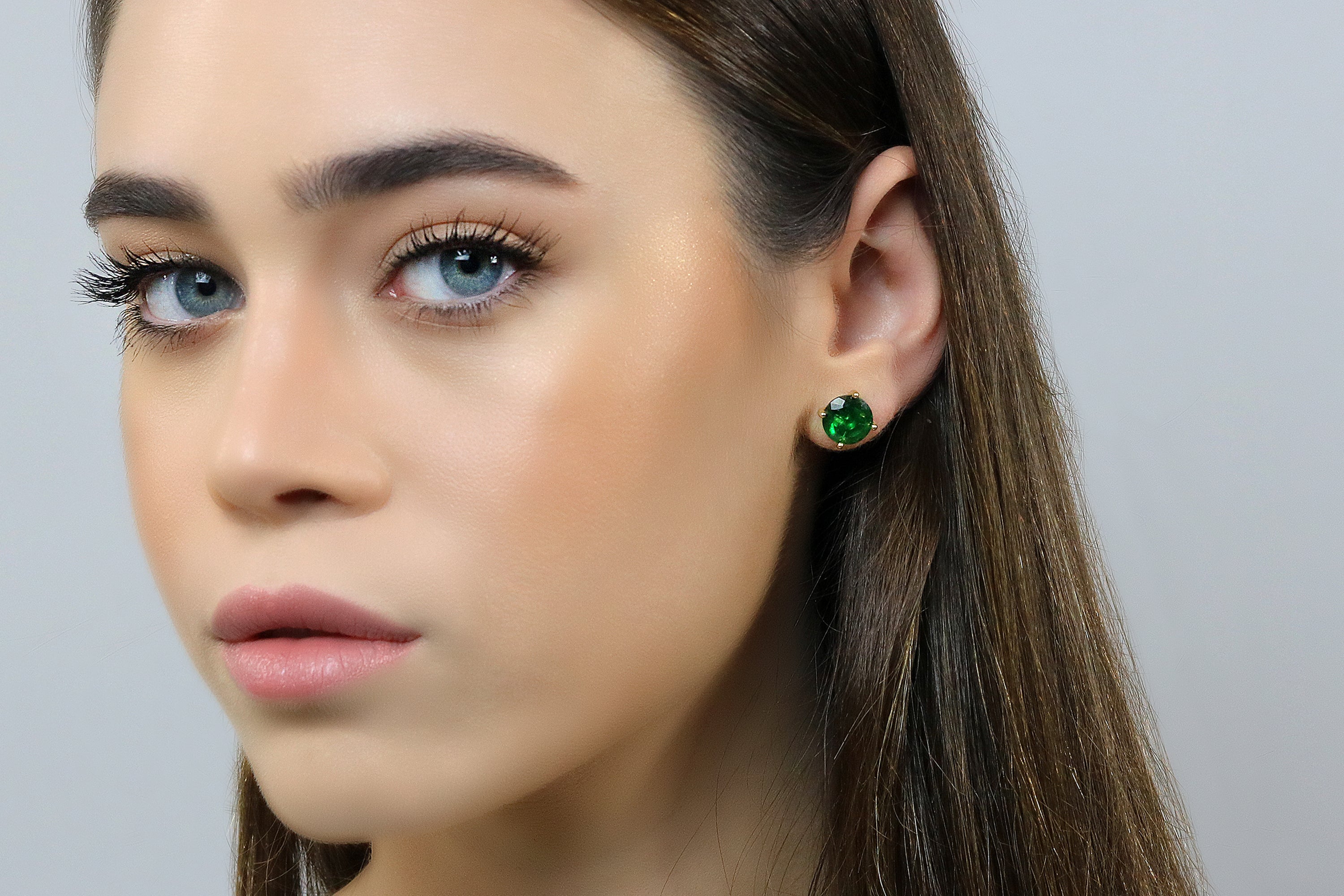 Silver Sterling Emerald Stud Earrings Earrings Anemone Unique