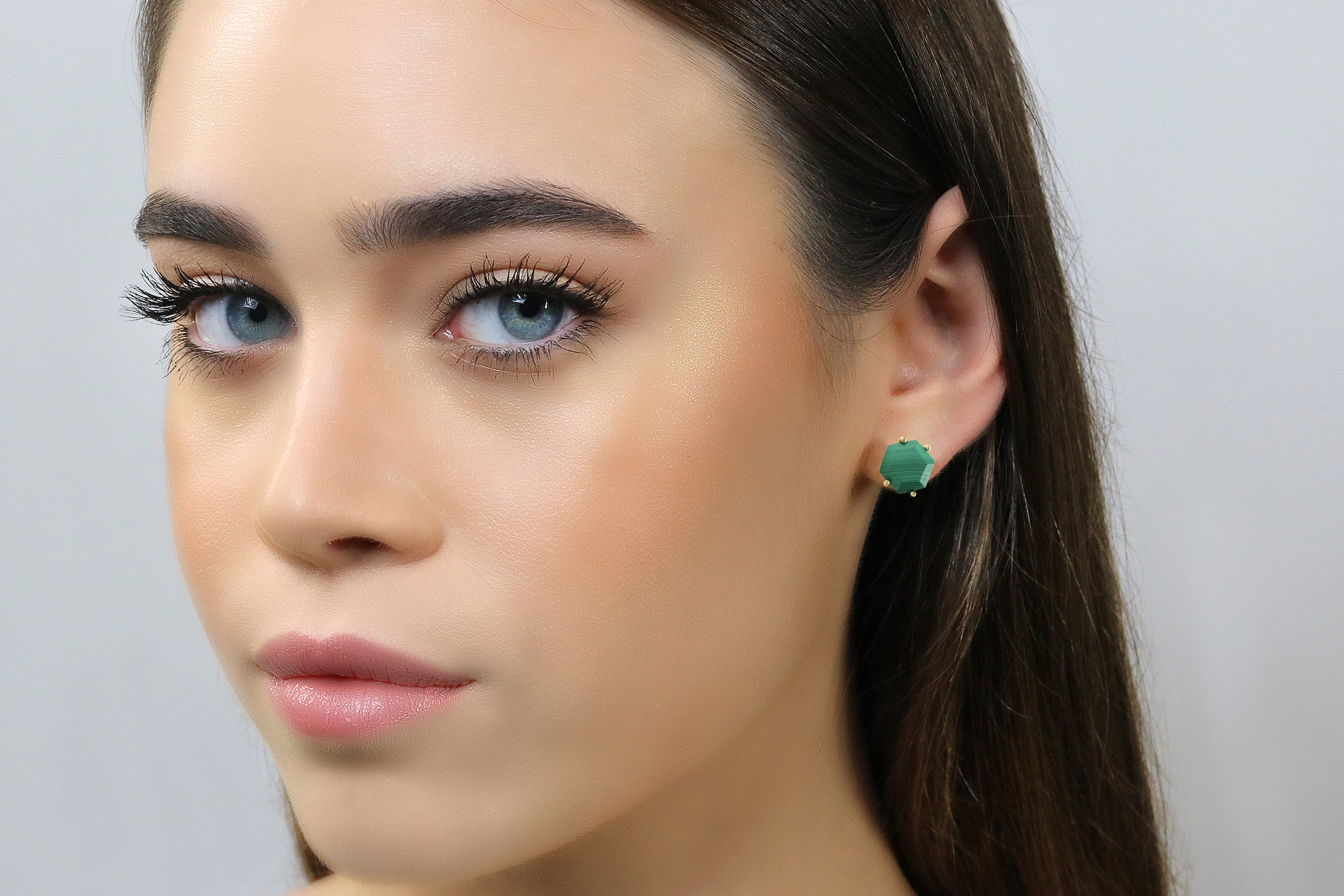 Hexagon Malachite Gold Filled Earrings Earrings Anemone Unique