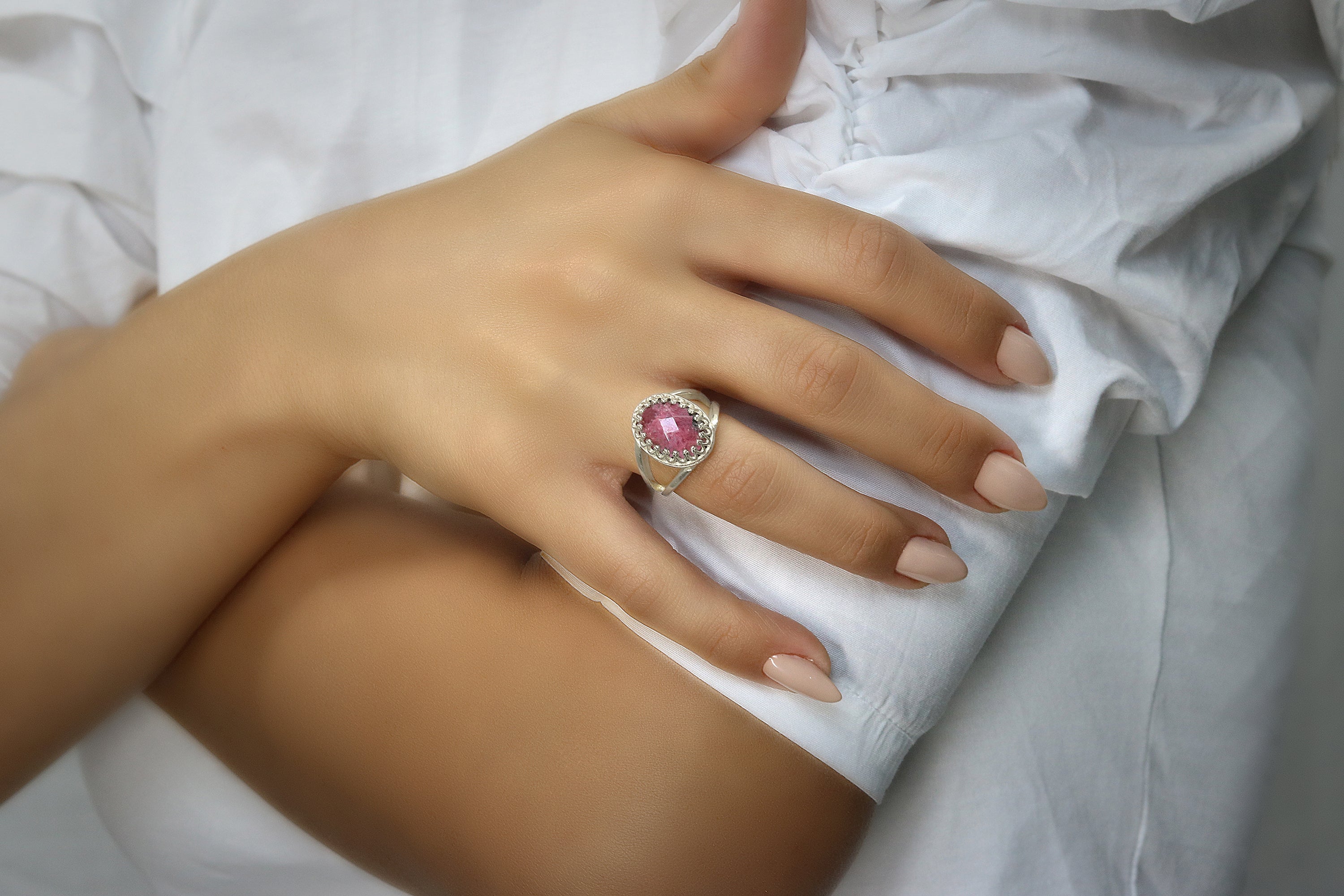 Bold Red Rhodonite Ring in 14k Gold-filled Ring Band Rings Anemone Jewelry