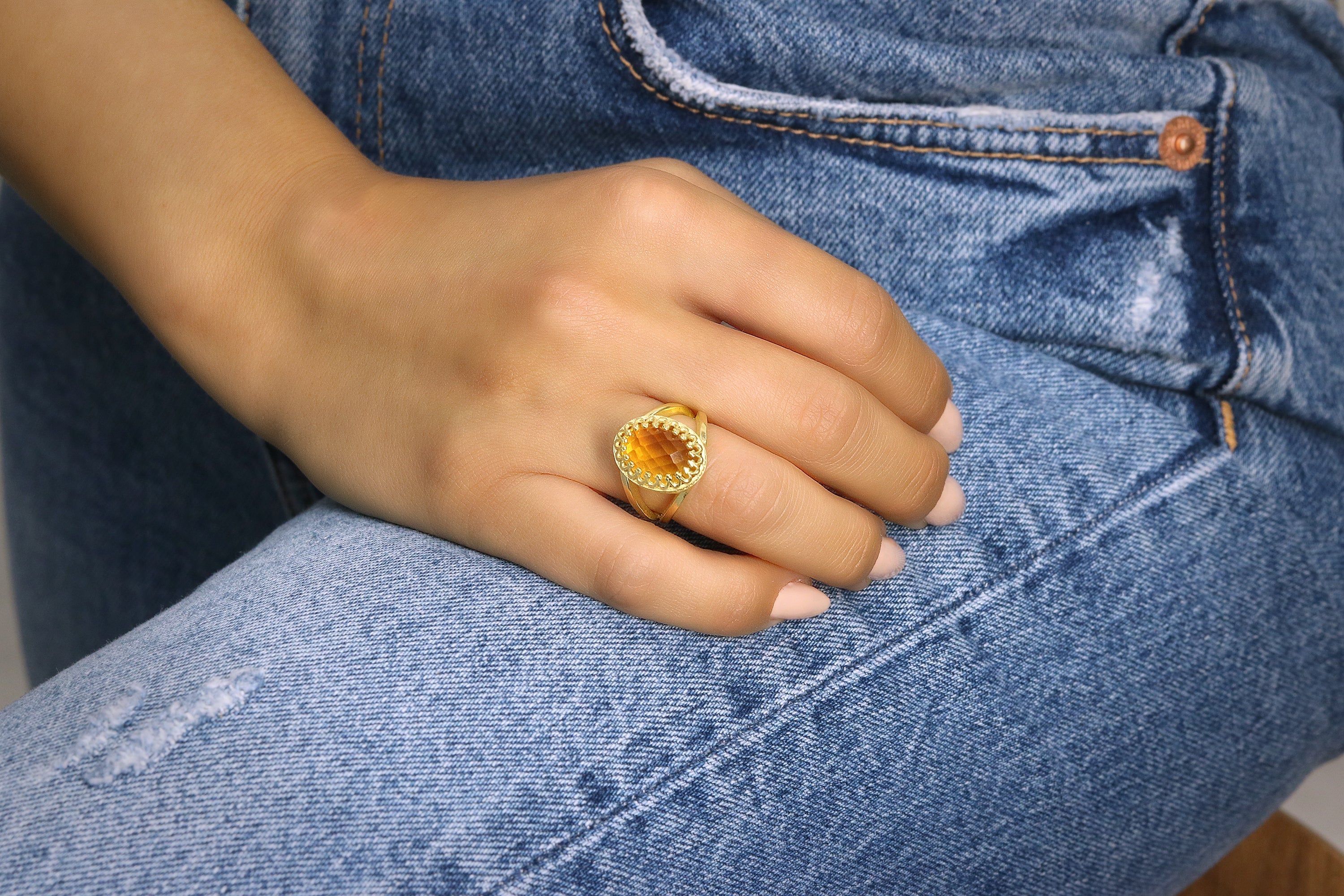Citrine Ring in 14k Gold-filled Ring Band Rings Anemone Jewelry