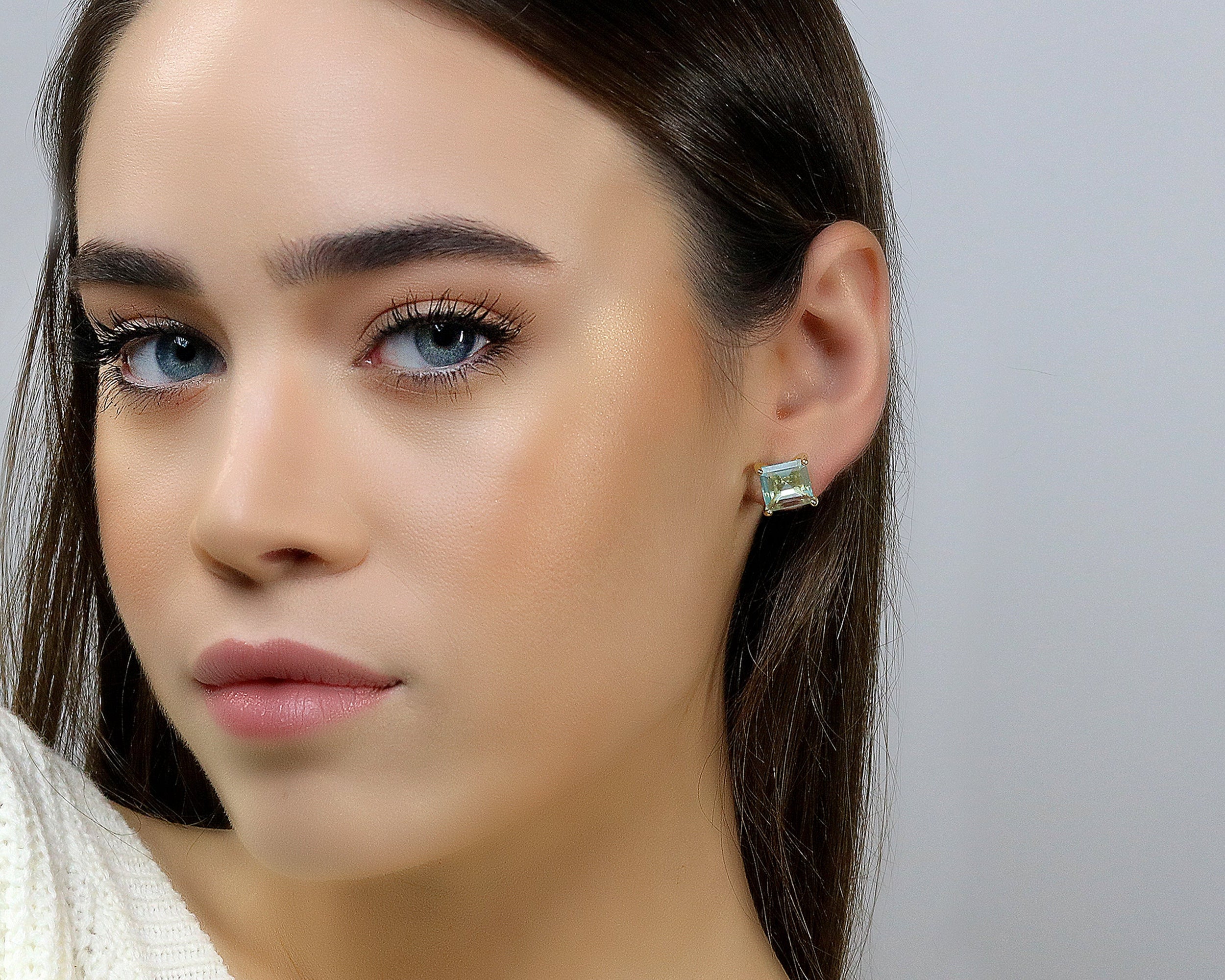 Delicate Blue Topaz Silver Earrings in Studs Earrings Anemone Unique