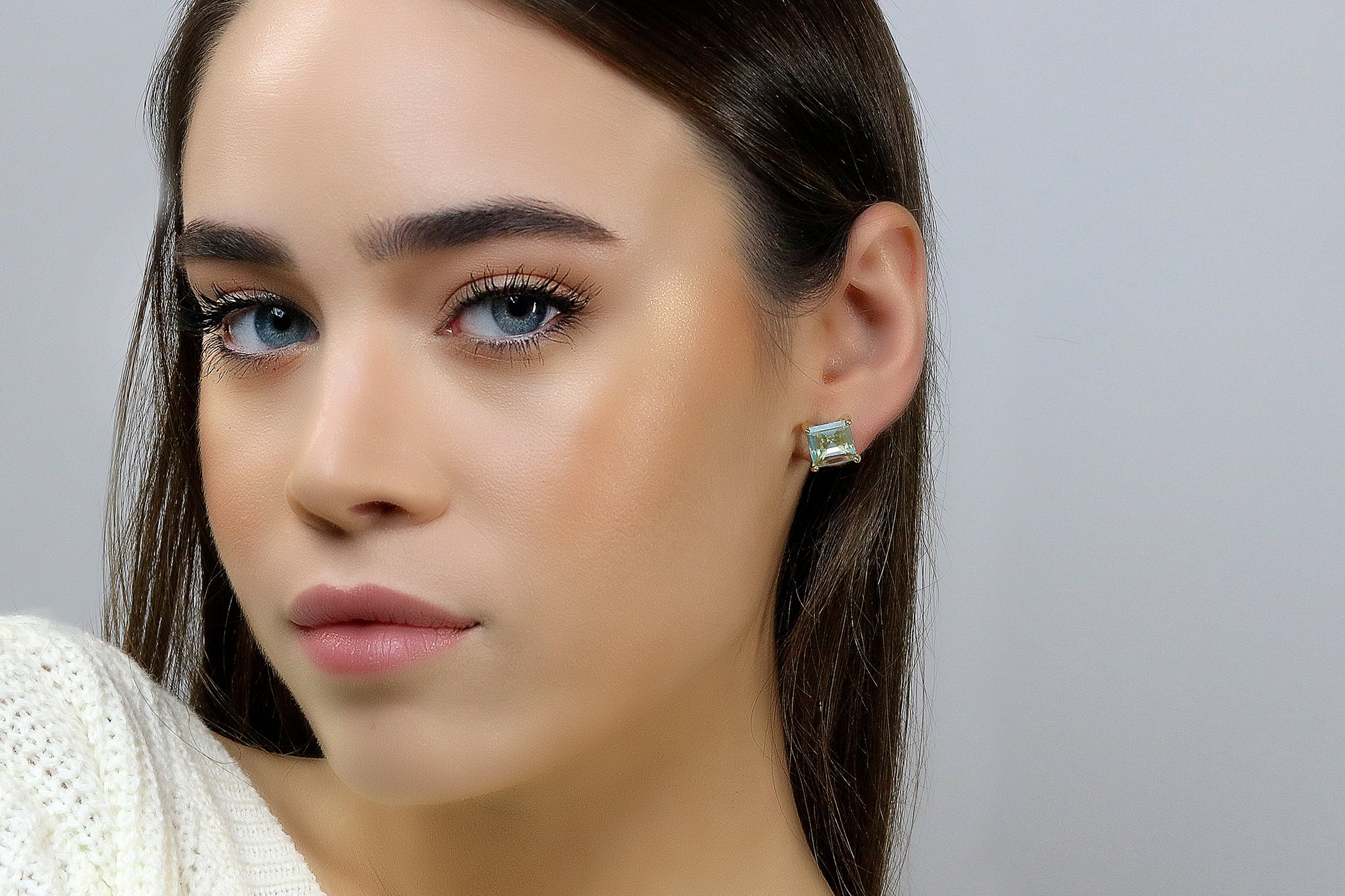 Delicate Blue Topaz Silver Earrings in Studs Earrings Anemone Unique