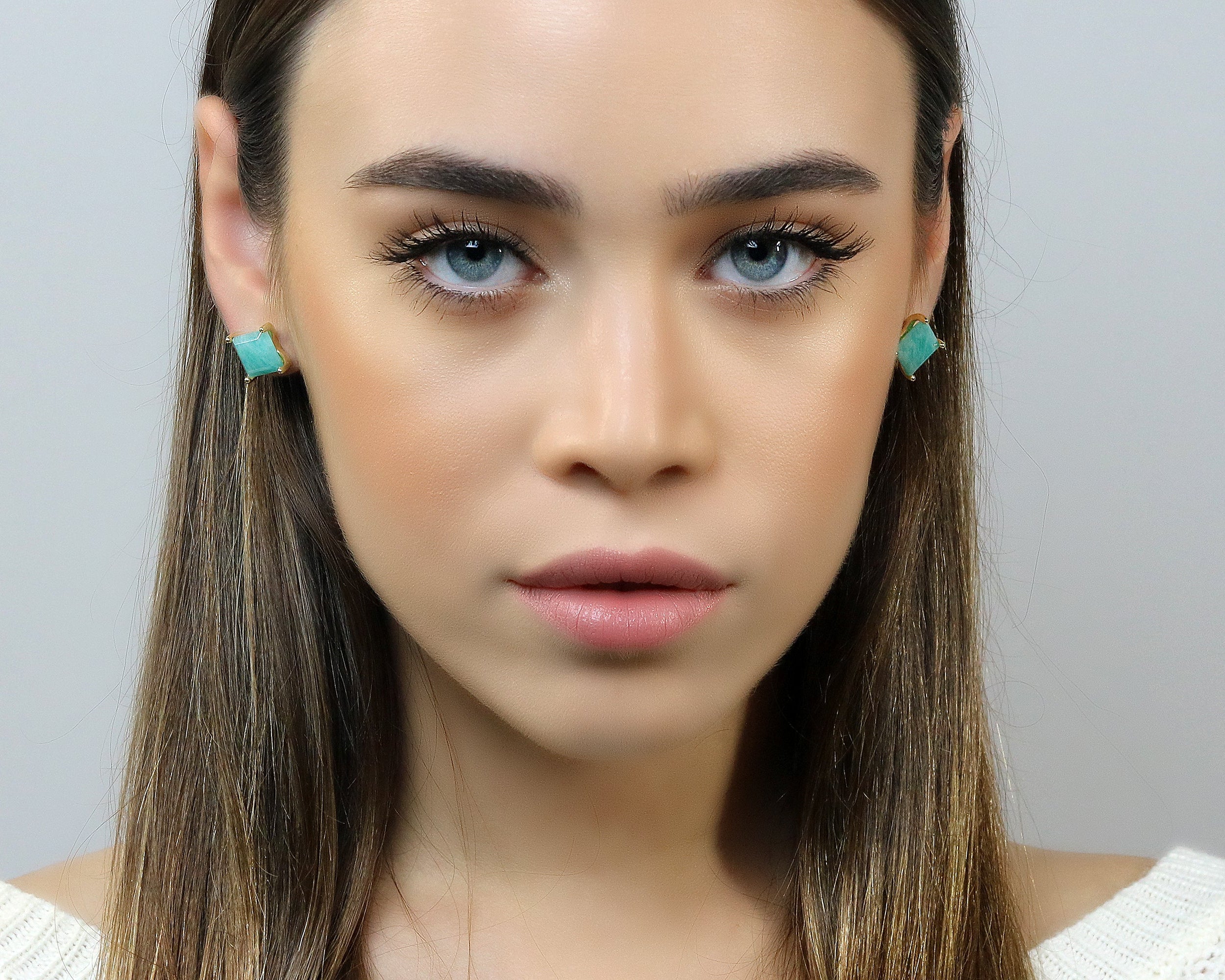 Amazing Amazonite Earrings in Gold Earrings Anemone Unique