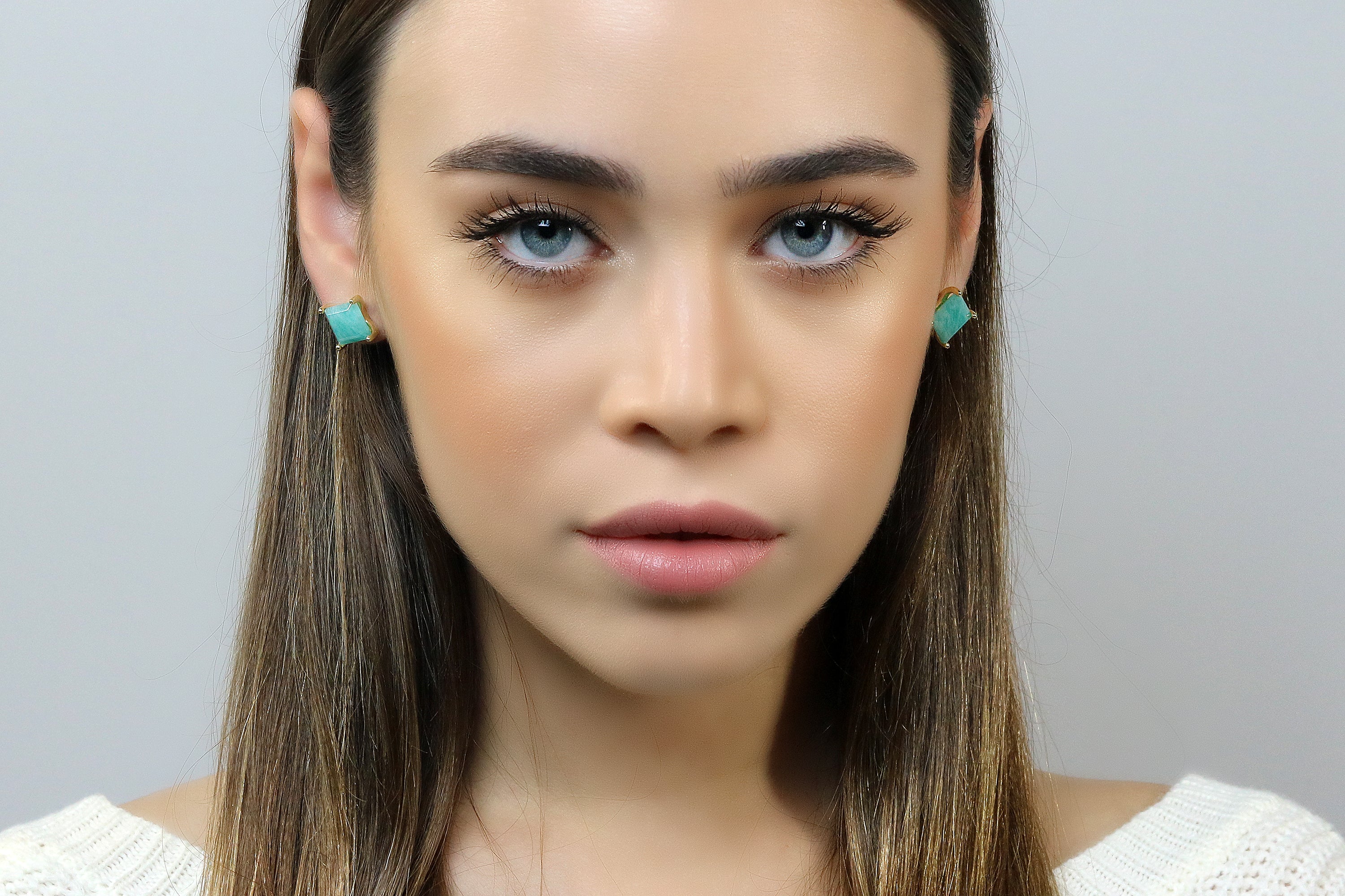 Amazing Amazonite Earrings in Gold Earrings Anemone Unique