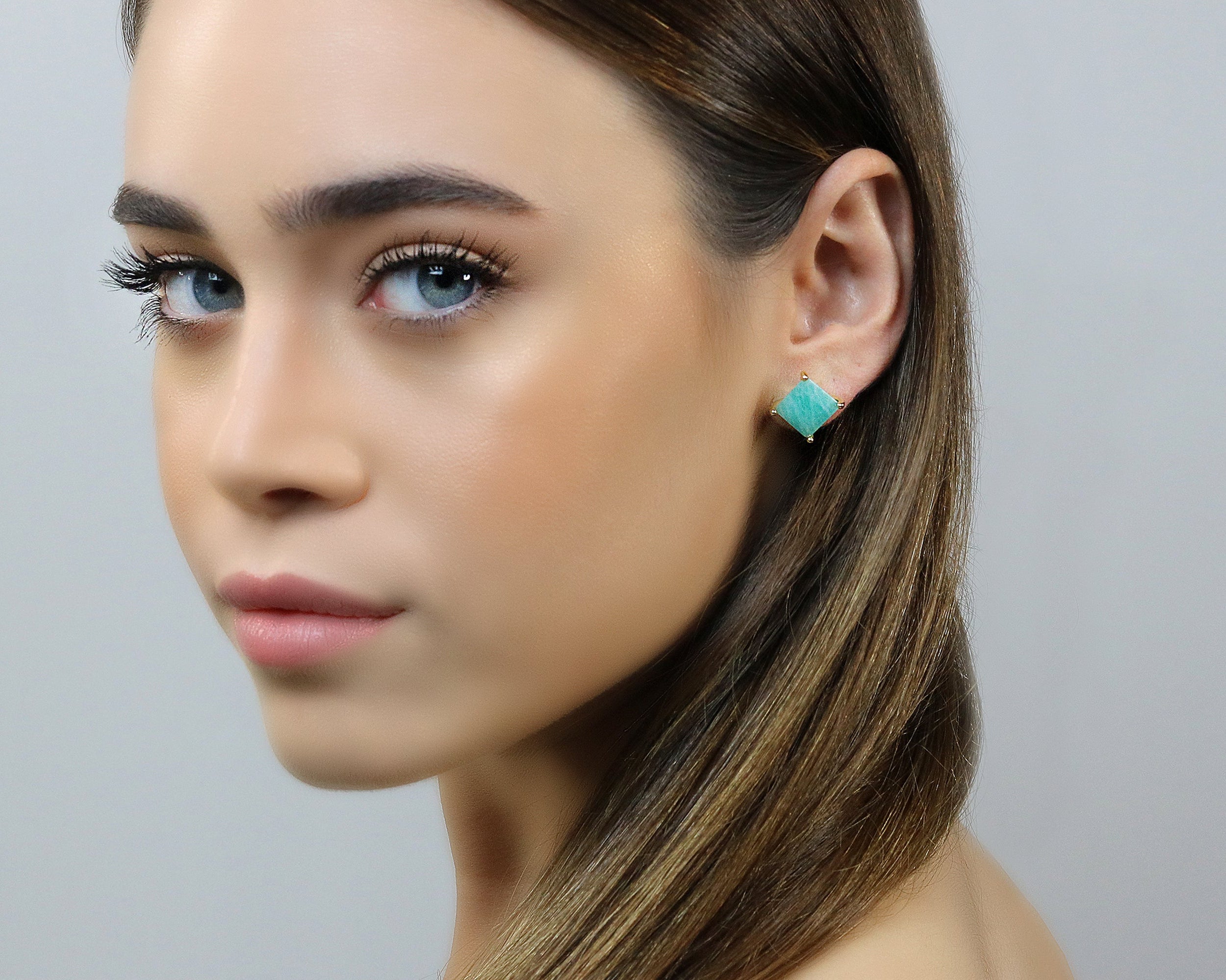 Amazing Amazonite Earrings in Gold Earrings Anemone Unique