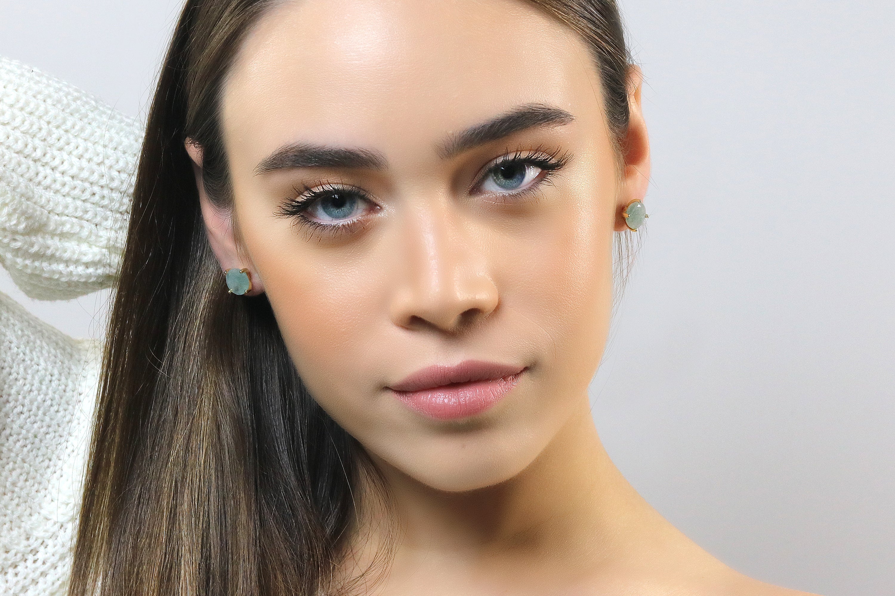 Gold Aquamarine Stud Earrings Earrings Anemone Unique