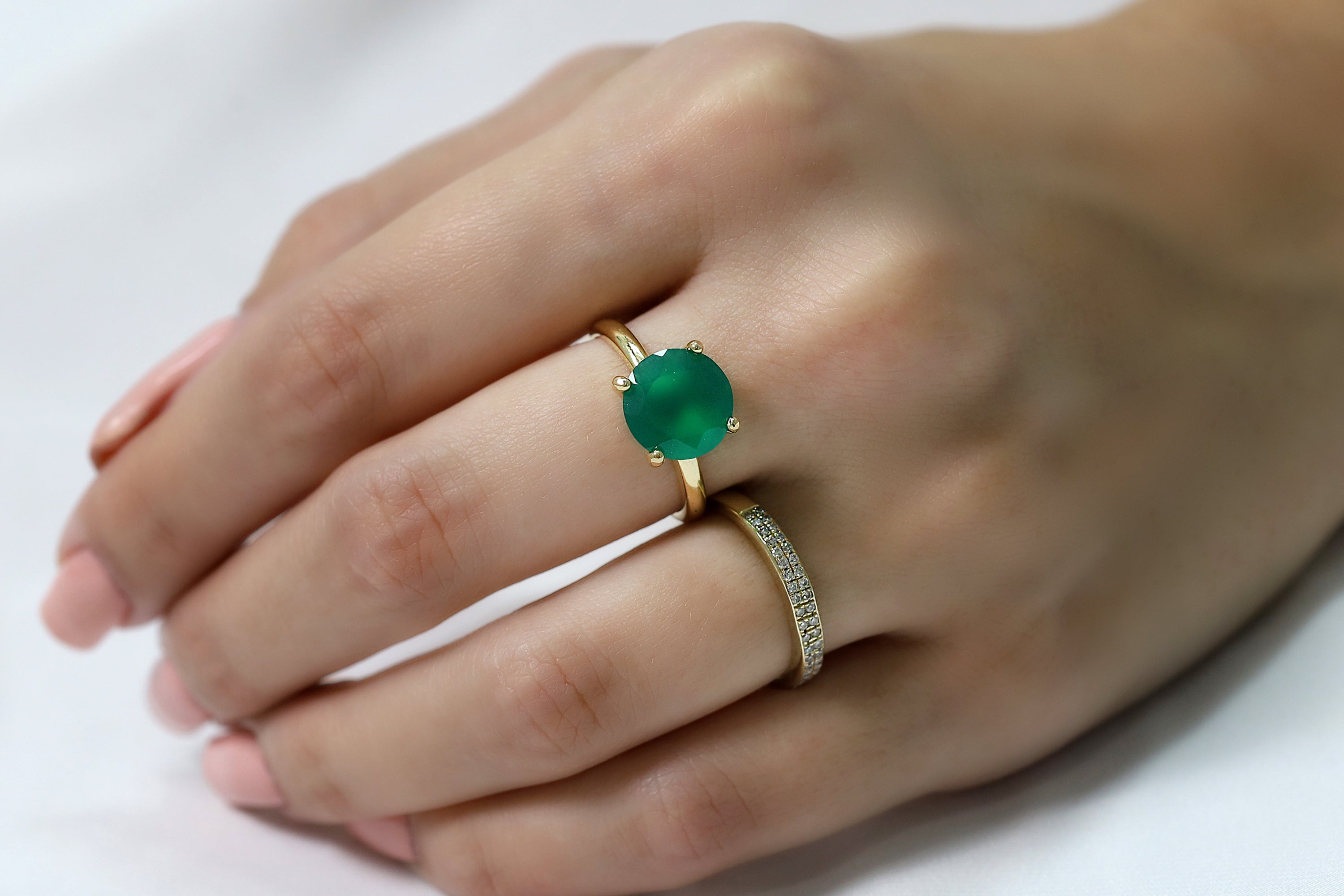 Solitaire Onyx Gemstone Rings in Gold Rings Anemone Unique