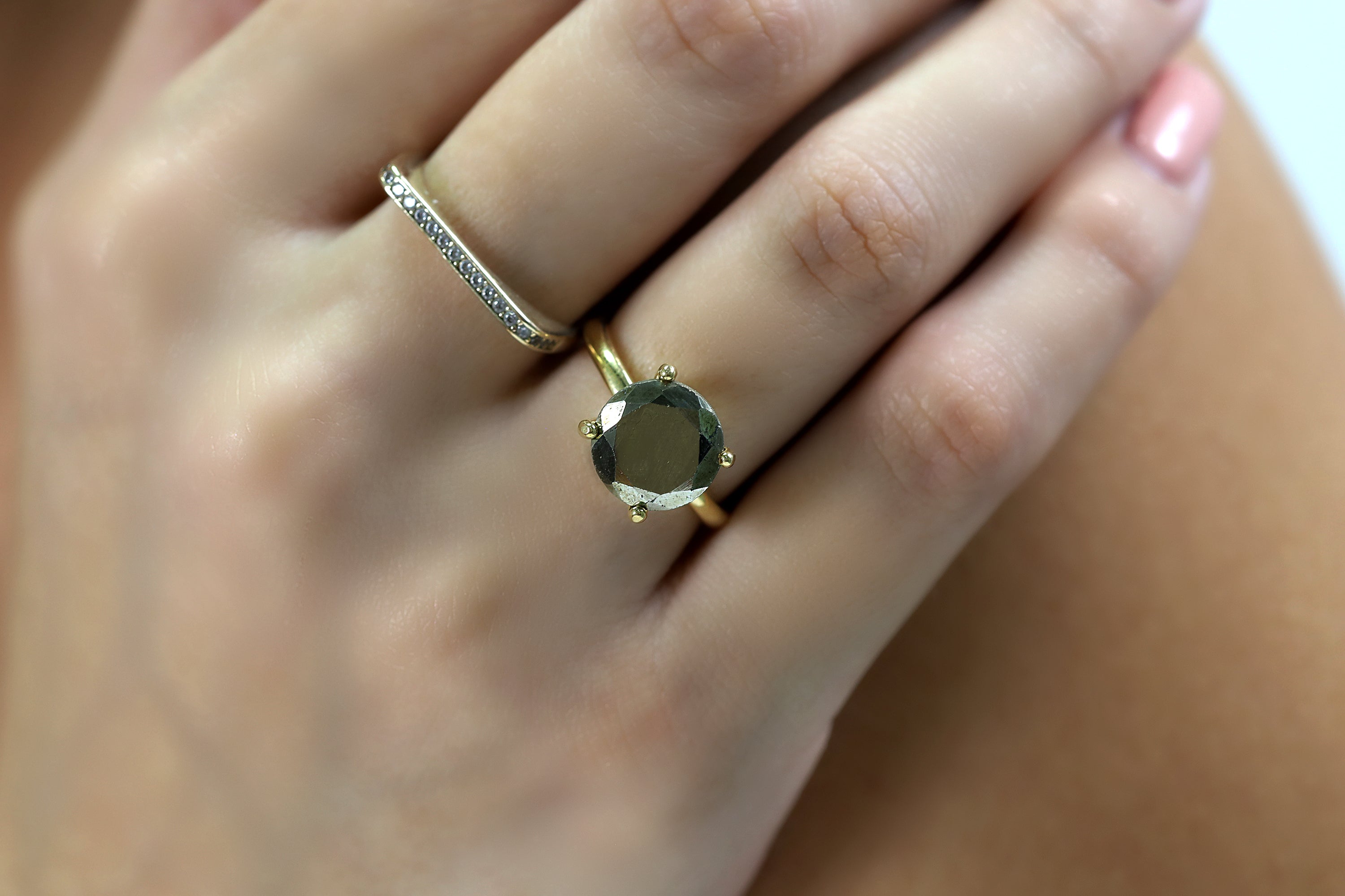 Raw Wild Pyrite Solitaire Gemstone Ring Rings Anemone Unique