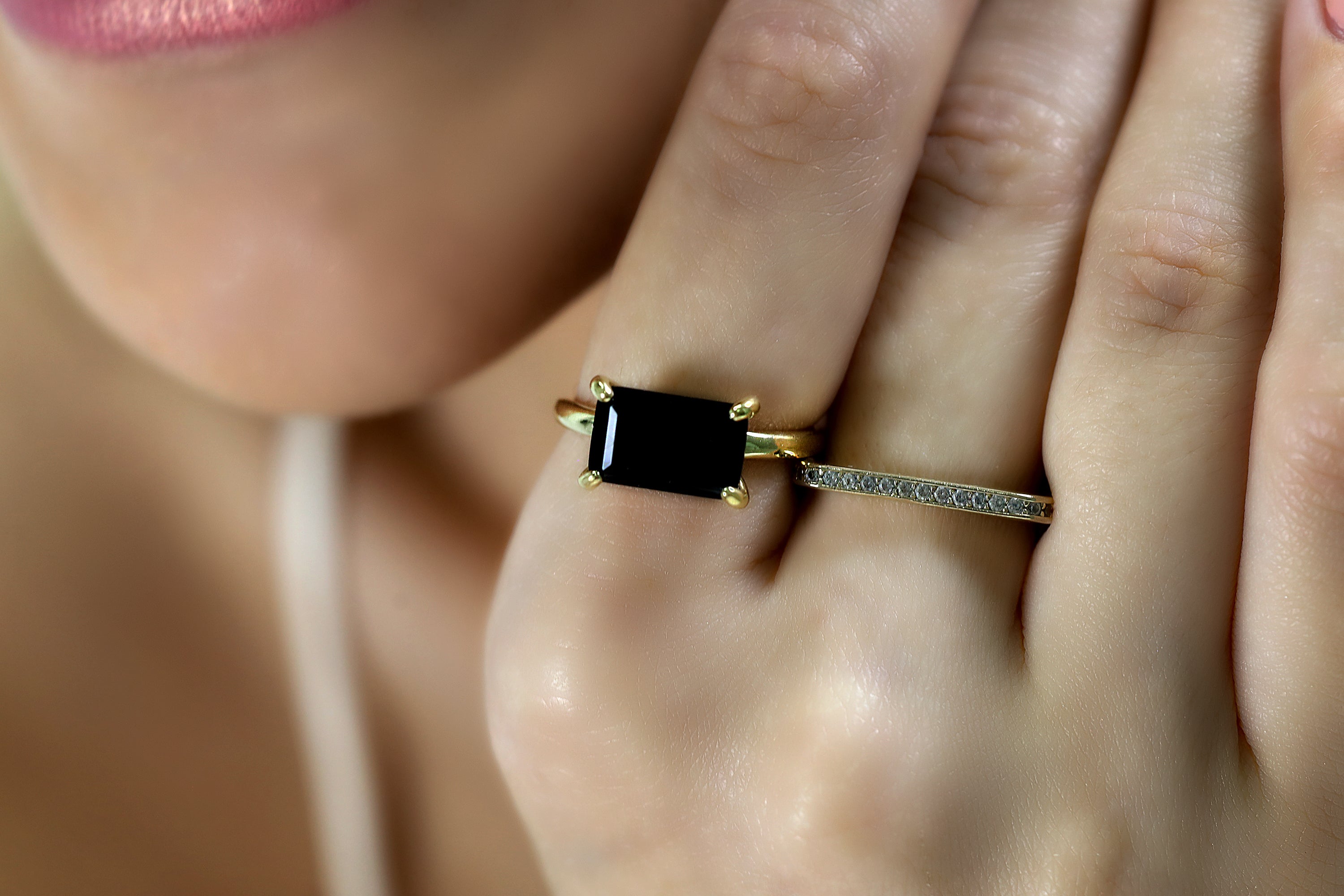 Rectangle Black Onyx Ring in Gold Rings Anemone Unique