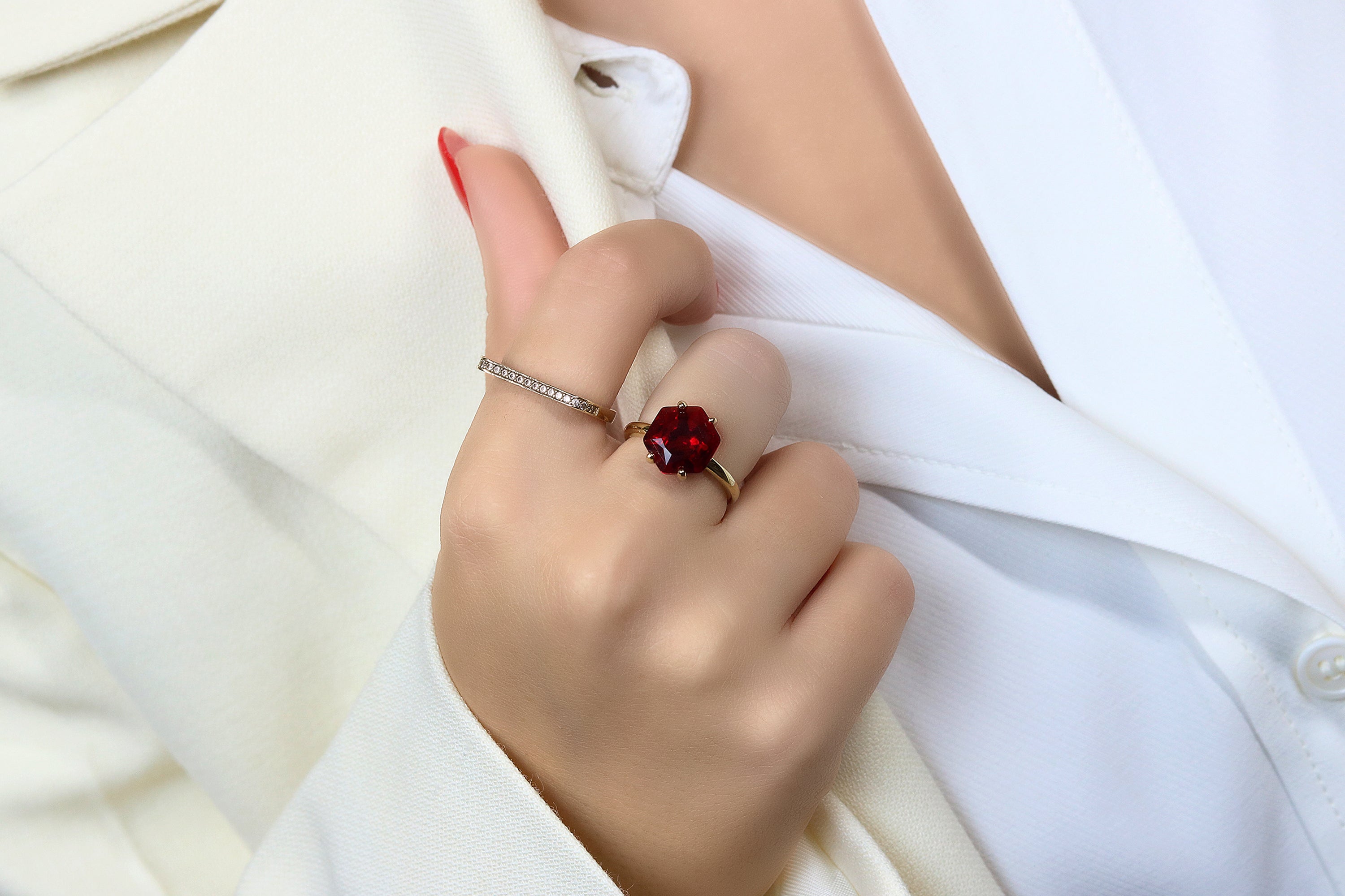 Timeless Rose Gold Ring with Garnet Gemstone Rings Anemone Unique