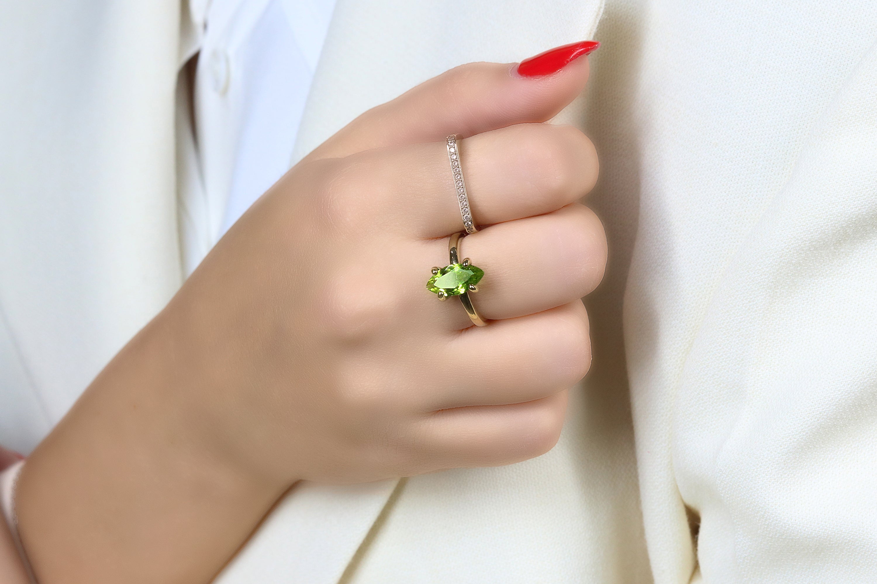 Stylish Peridot Gold Filled Ring Rings Anemone Unique
