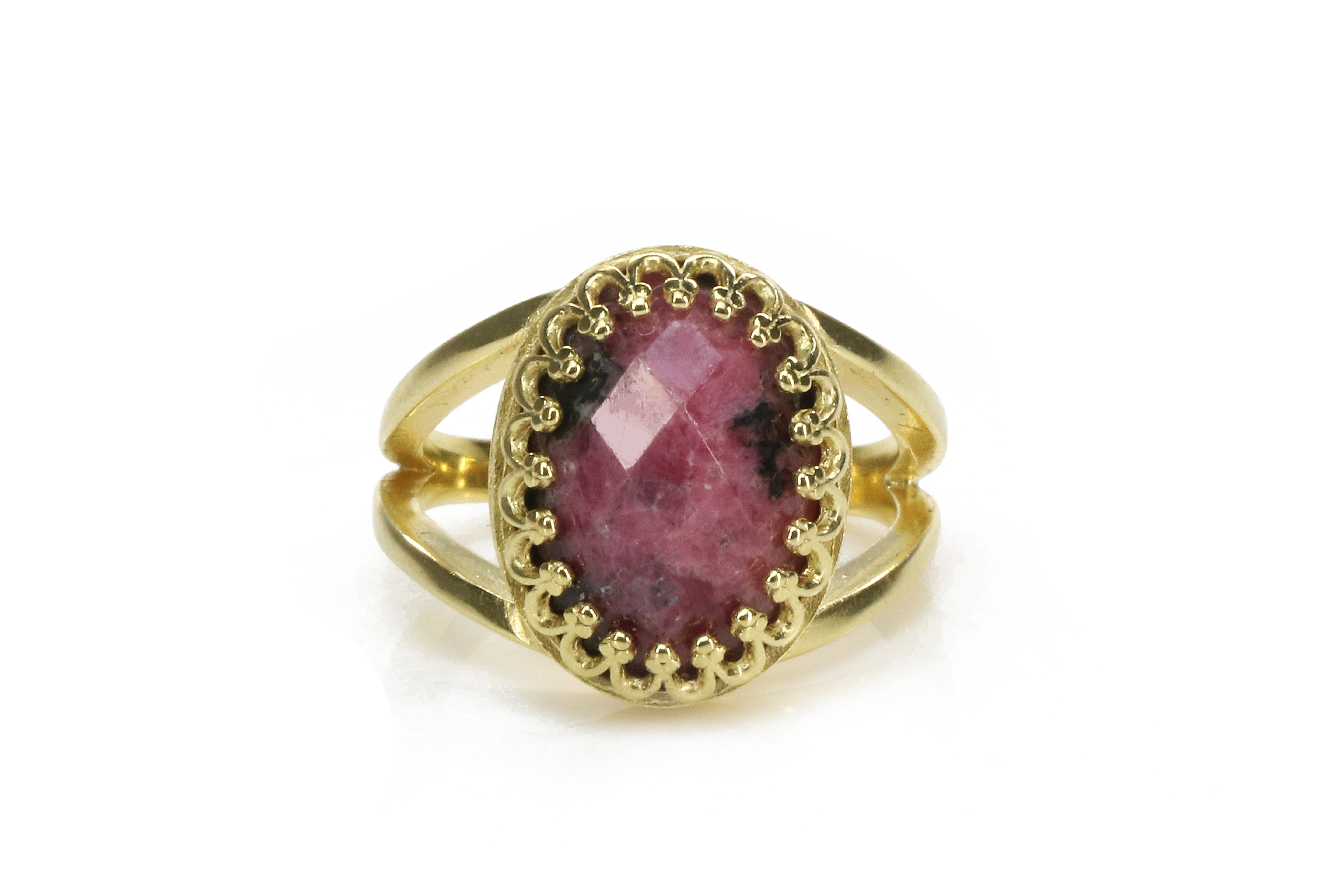Bold Red Rhodonite Ring in 14k Gold-filled Ring Band Rings Anemone Jewelry