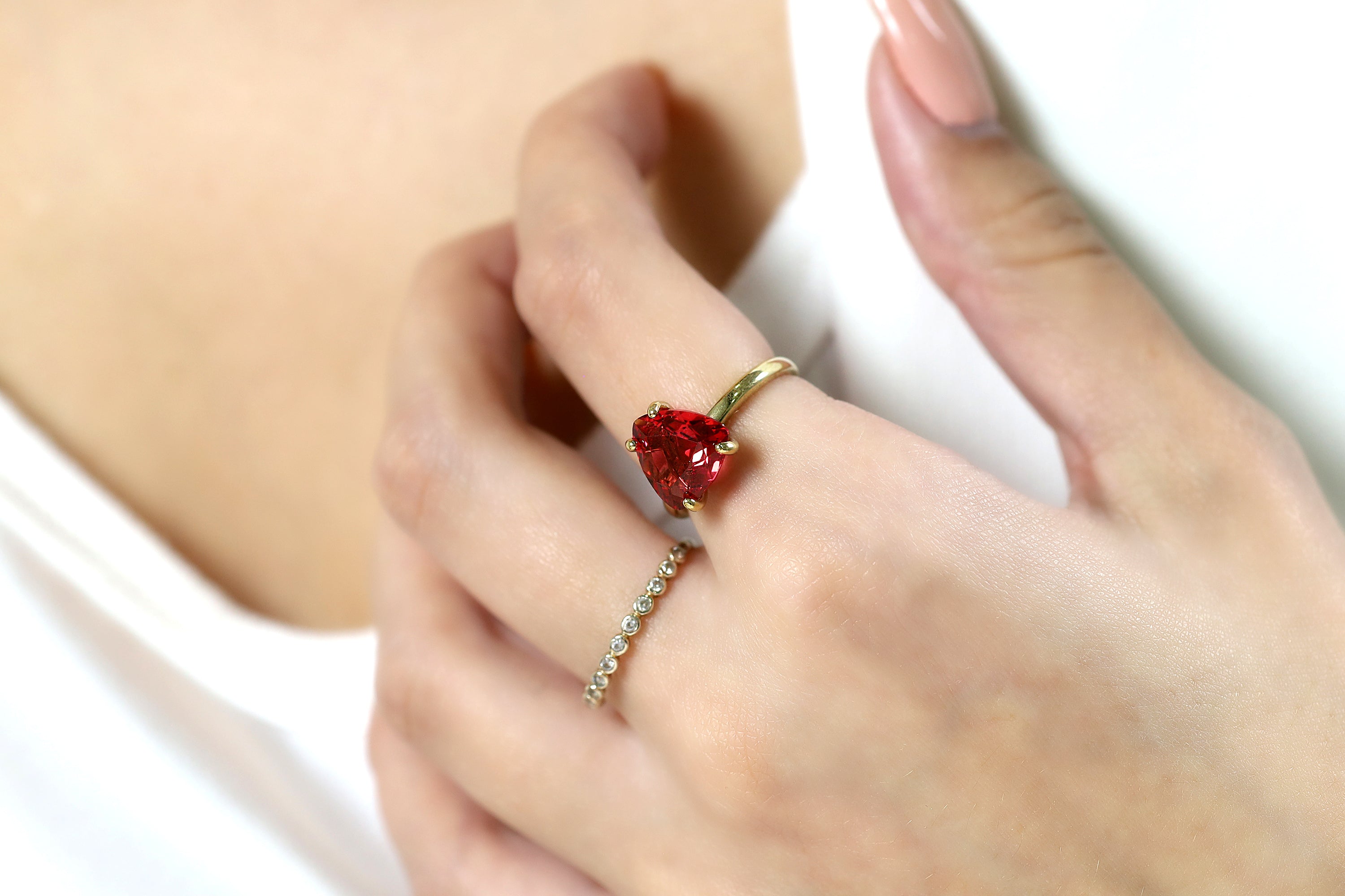 Trillion Cut Pink Tourmaline Gold Ring Rings Anemone Unique