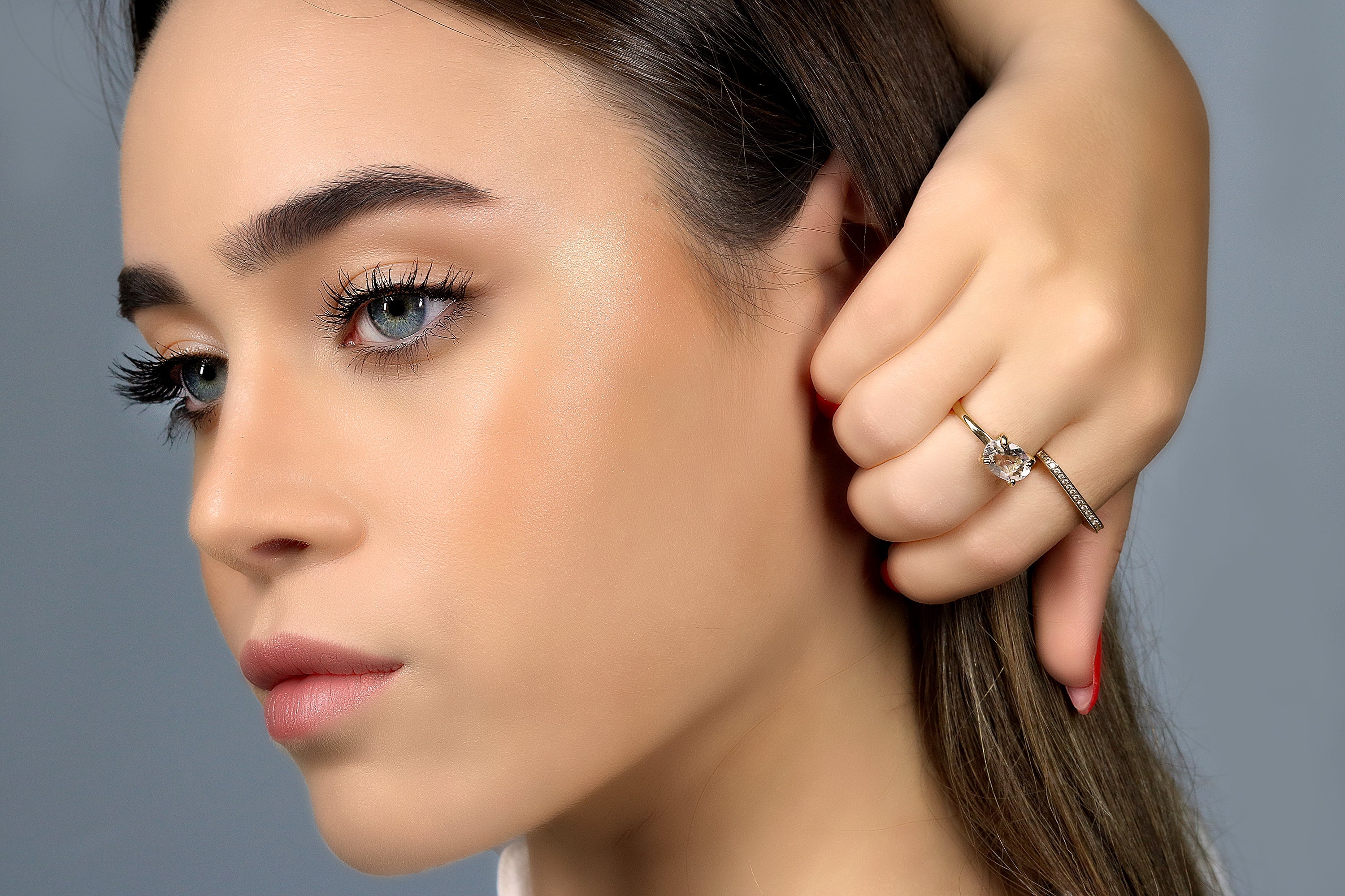 Delicate Oval Crystal Quartz Ring in Sterling Silver Rings Anemone Unique