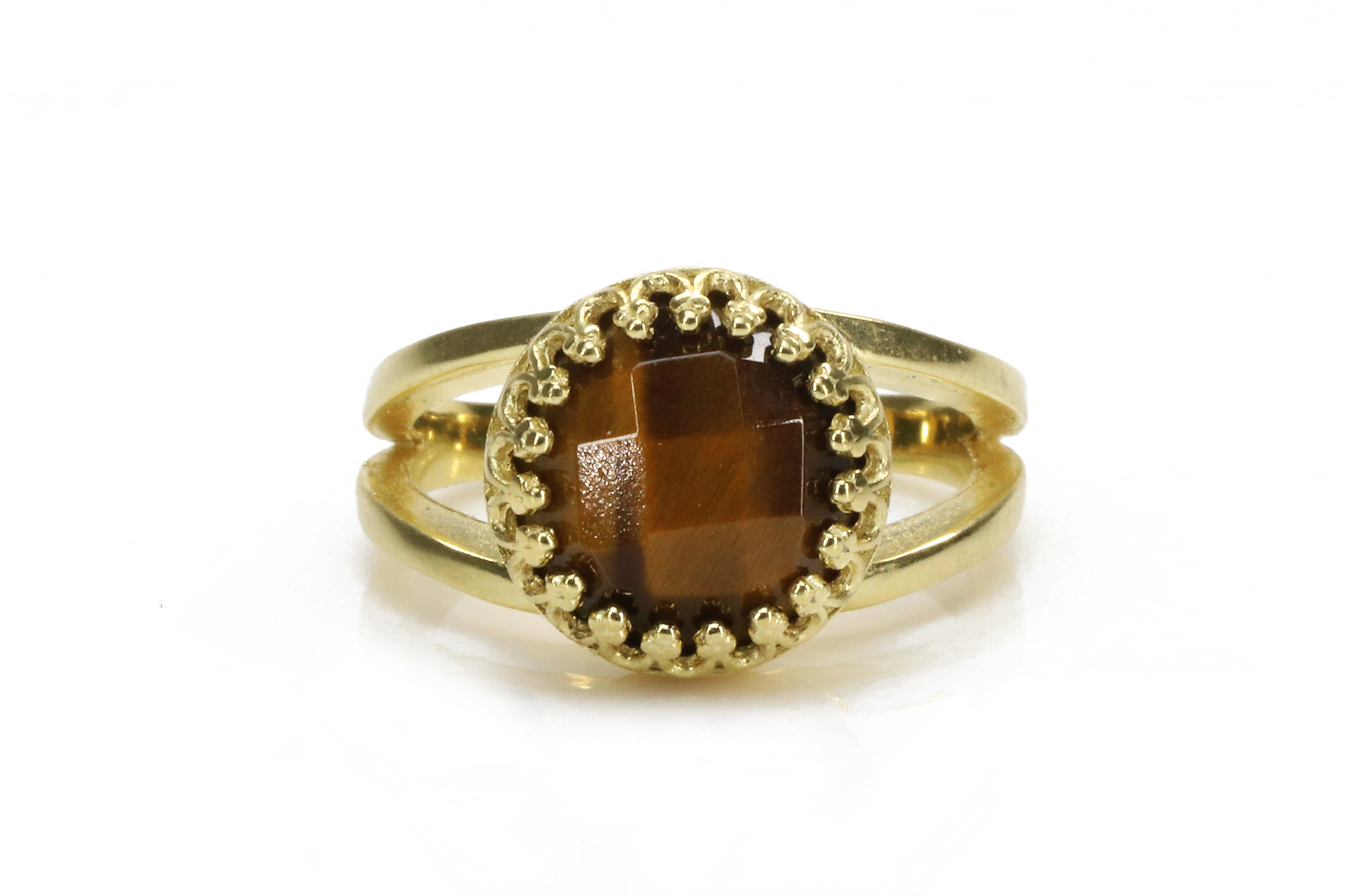 925 Sterling Silver Solitaire Tiger Eye Ring Rings Anemone Jewelry