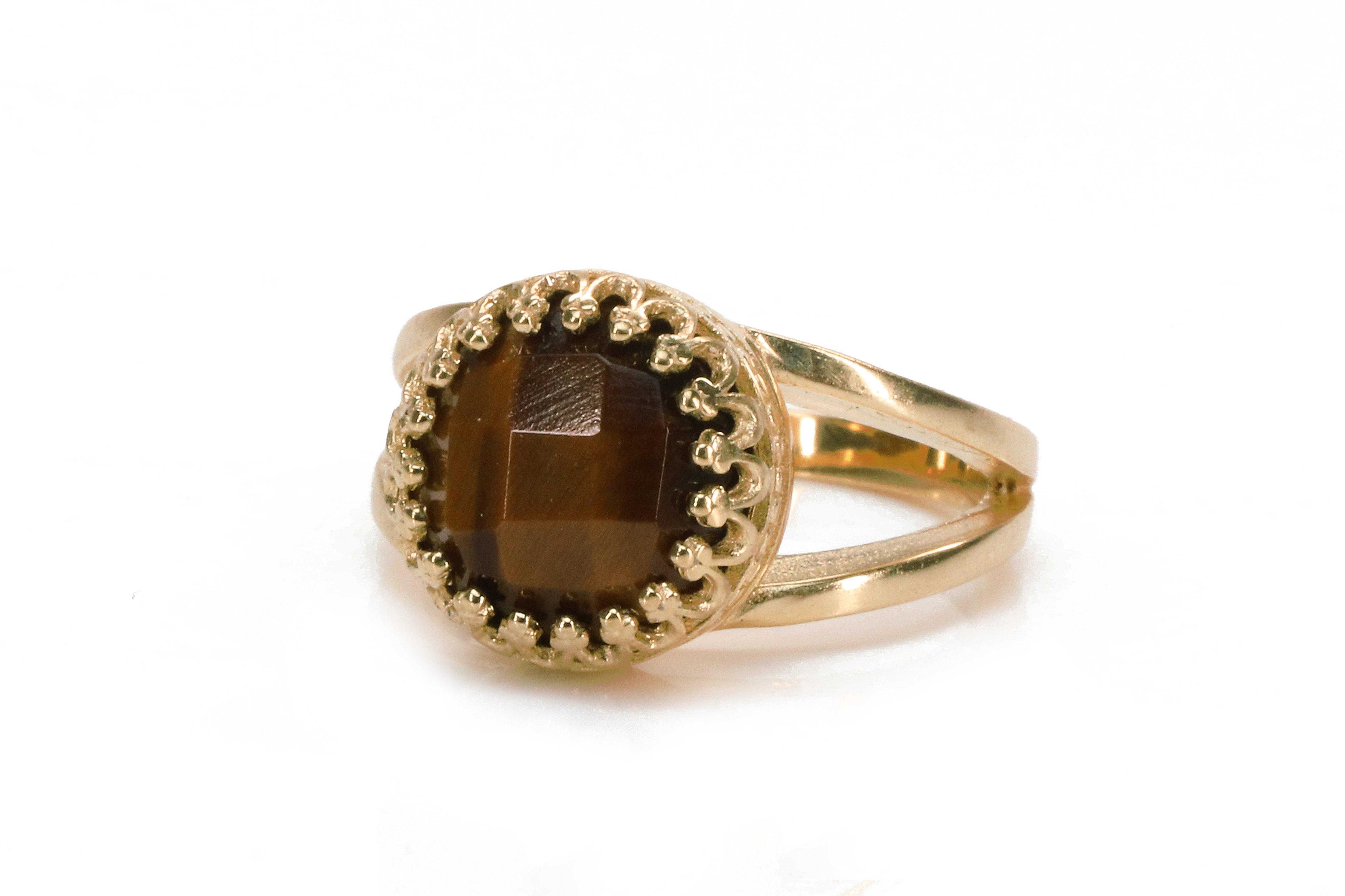 925 Sterling Silver Solitaire Tiger Eye Ring Rings Anemone Jewelry