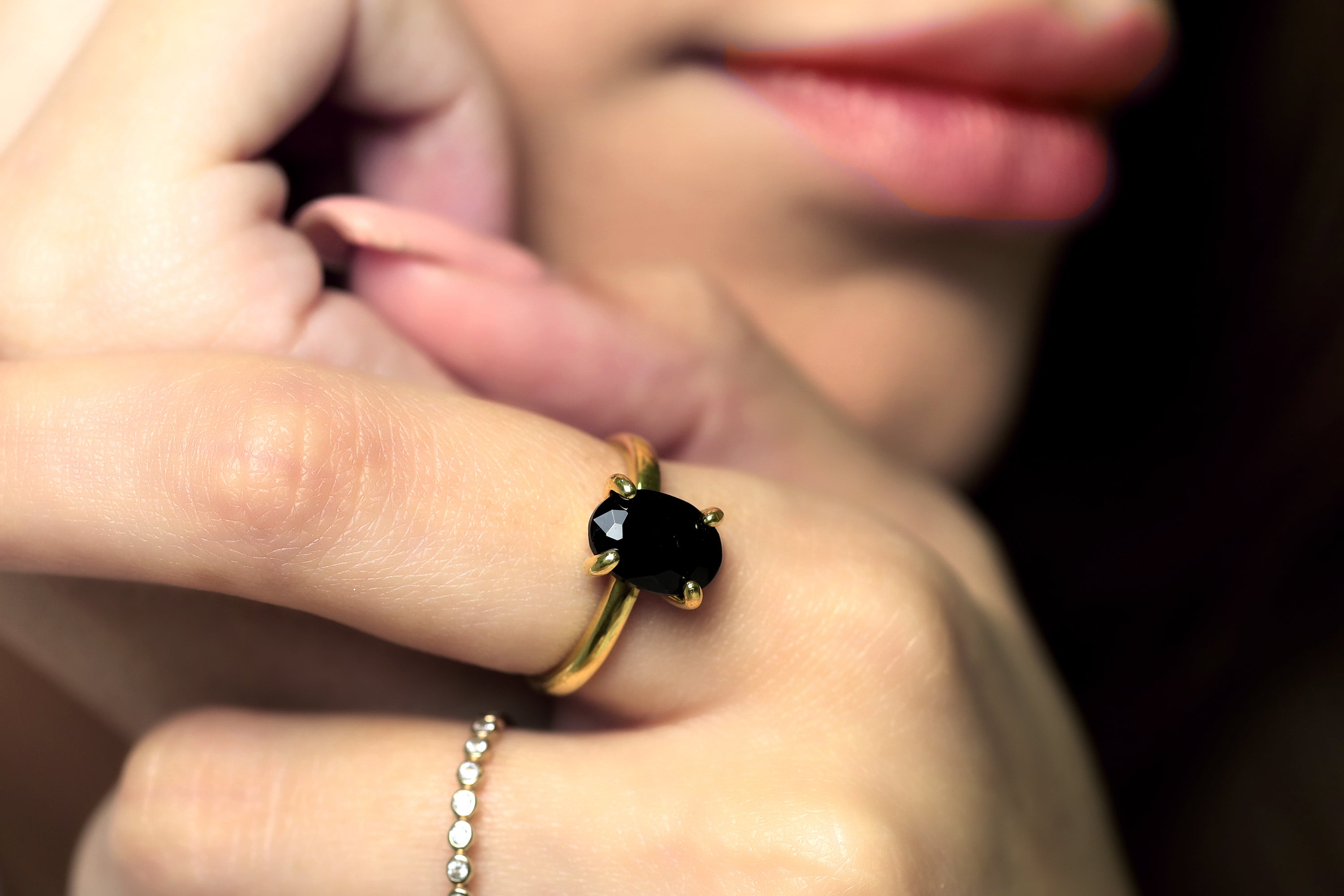 Rose Gold Black Onyx Solitaire Ring Rings Anemone Unique