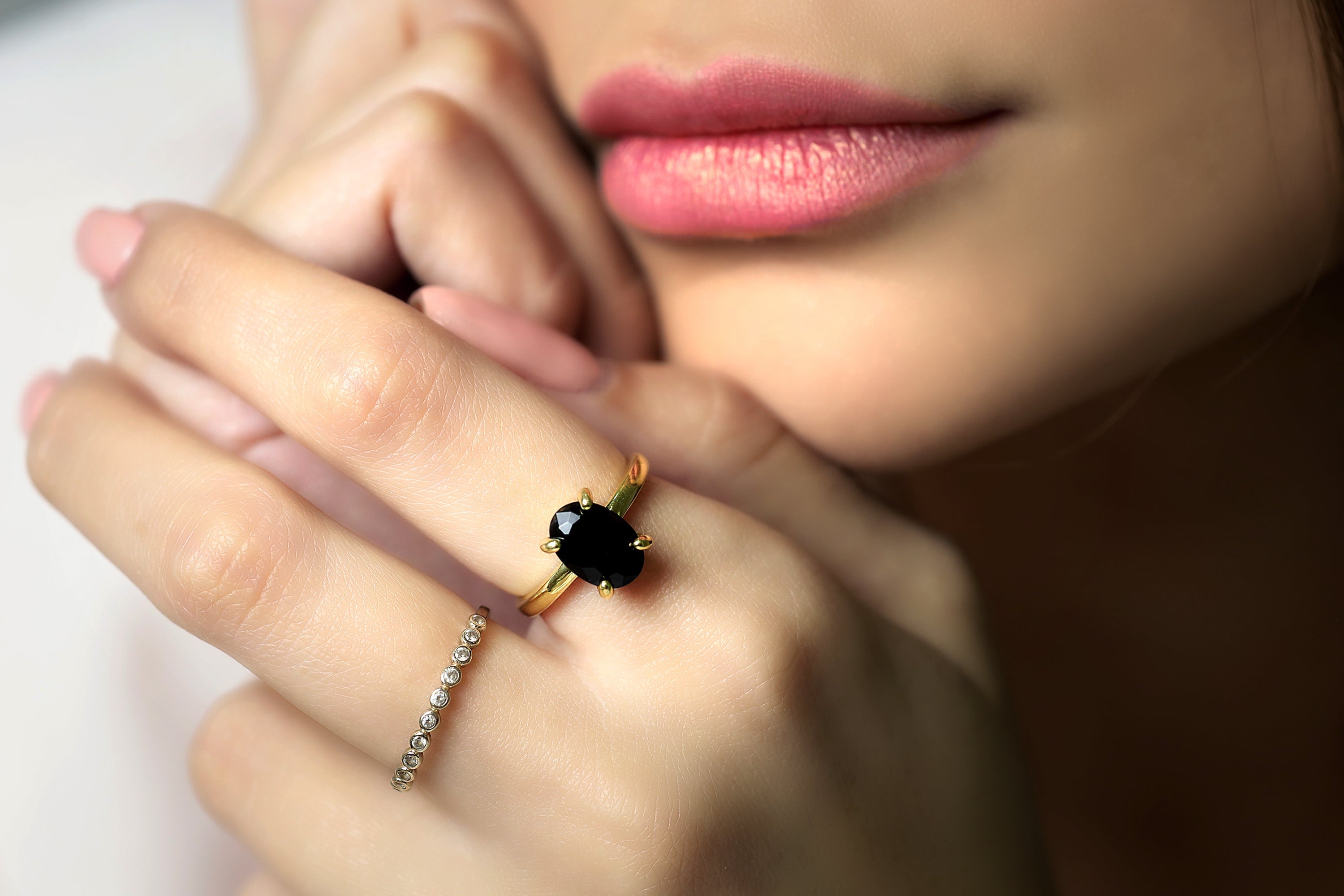 Rose Gold Black Onyx Solitaire Ring Rings Anemone Unique