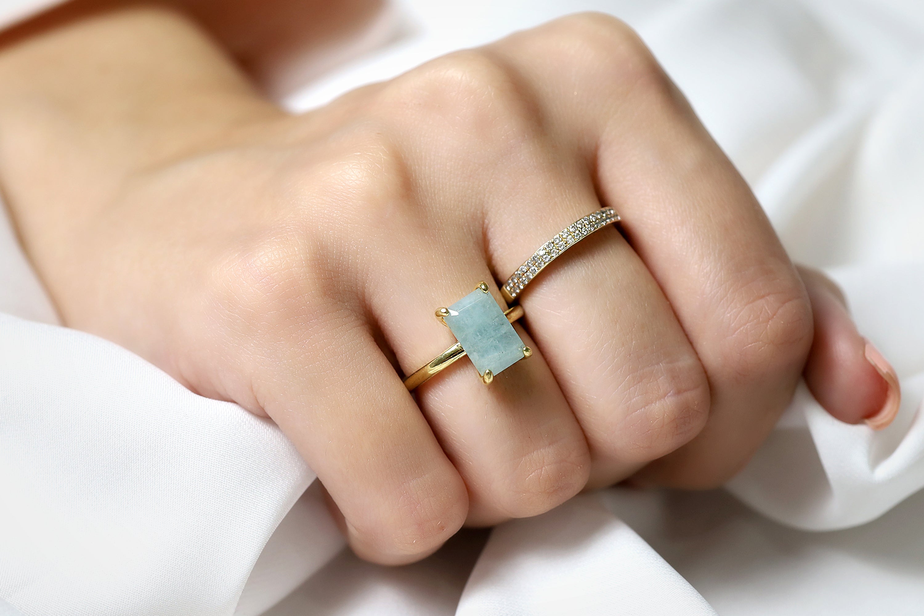 Lovely Aquamarine Cocktail Gold Ring Rings Anemone Unique