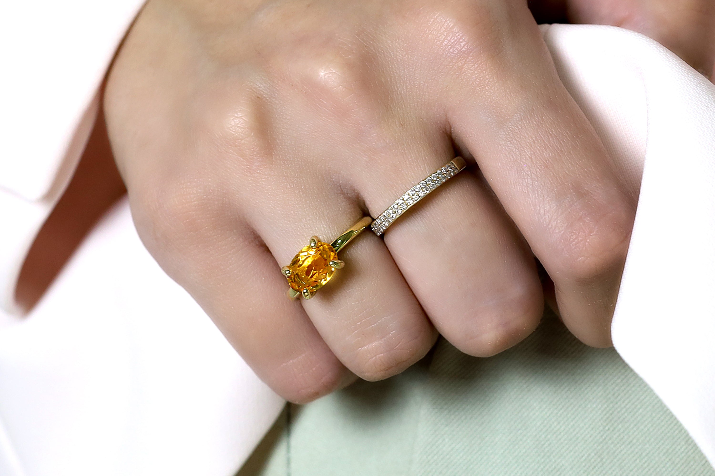 Citrine Ring in 14K Gold Band Rings Anemone Unique