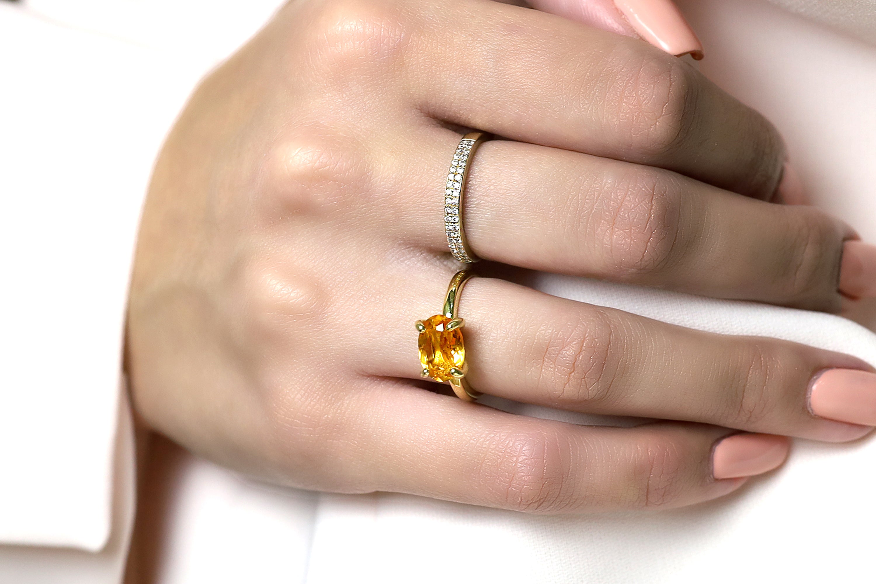 Citrine Ring in 14K Gold Band Rings Anemone Unique