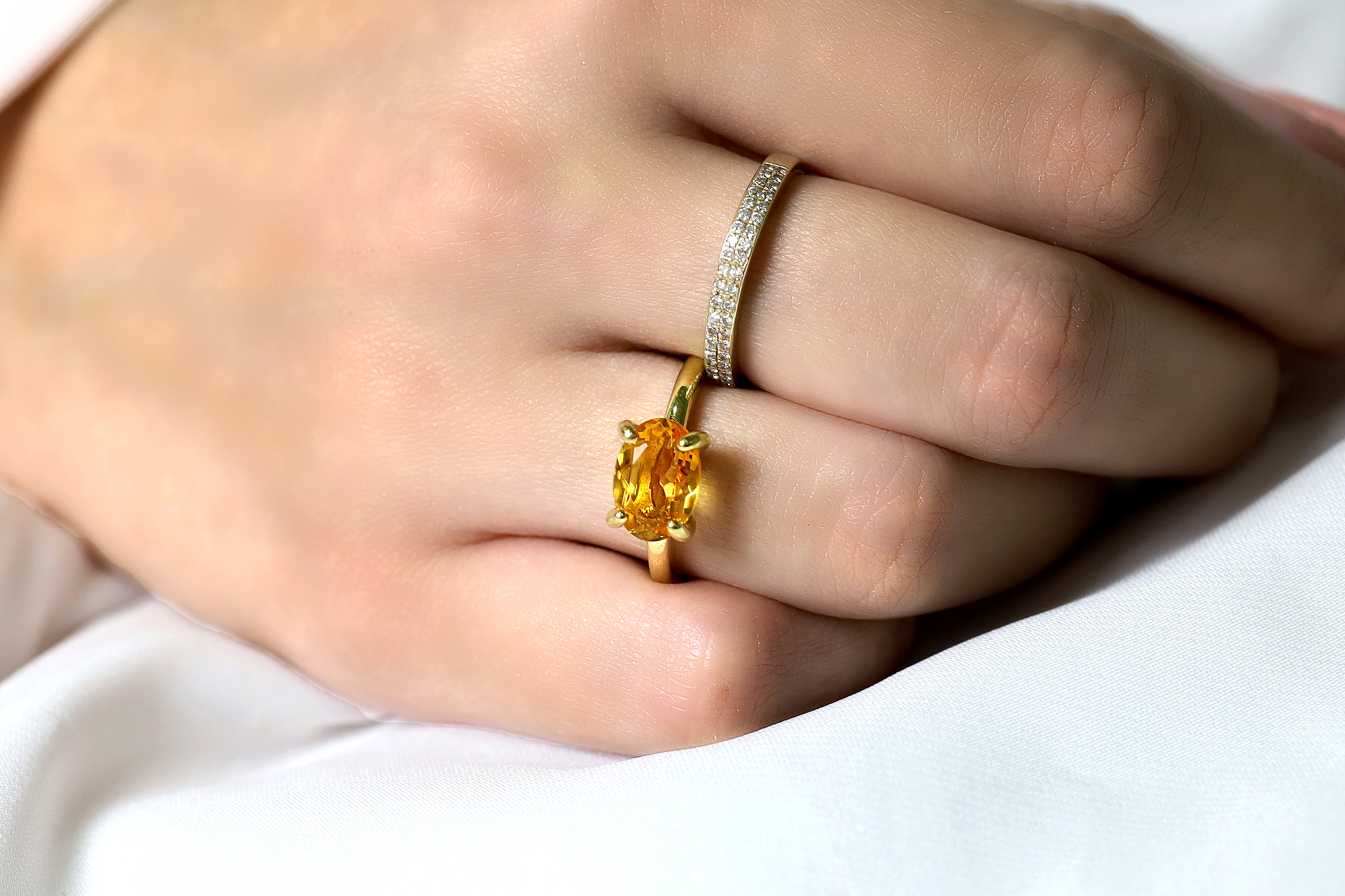 Citrine Ring in 14K Gold Band Rings Anemone Unique