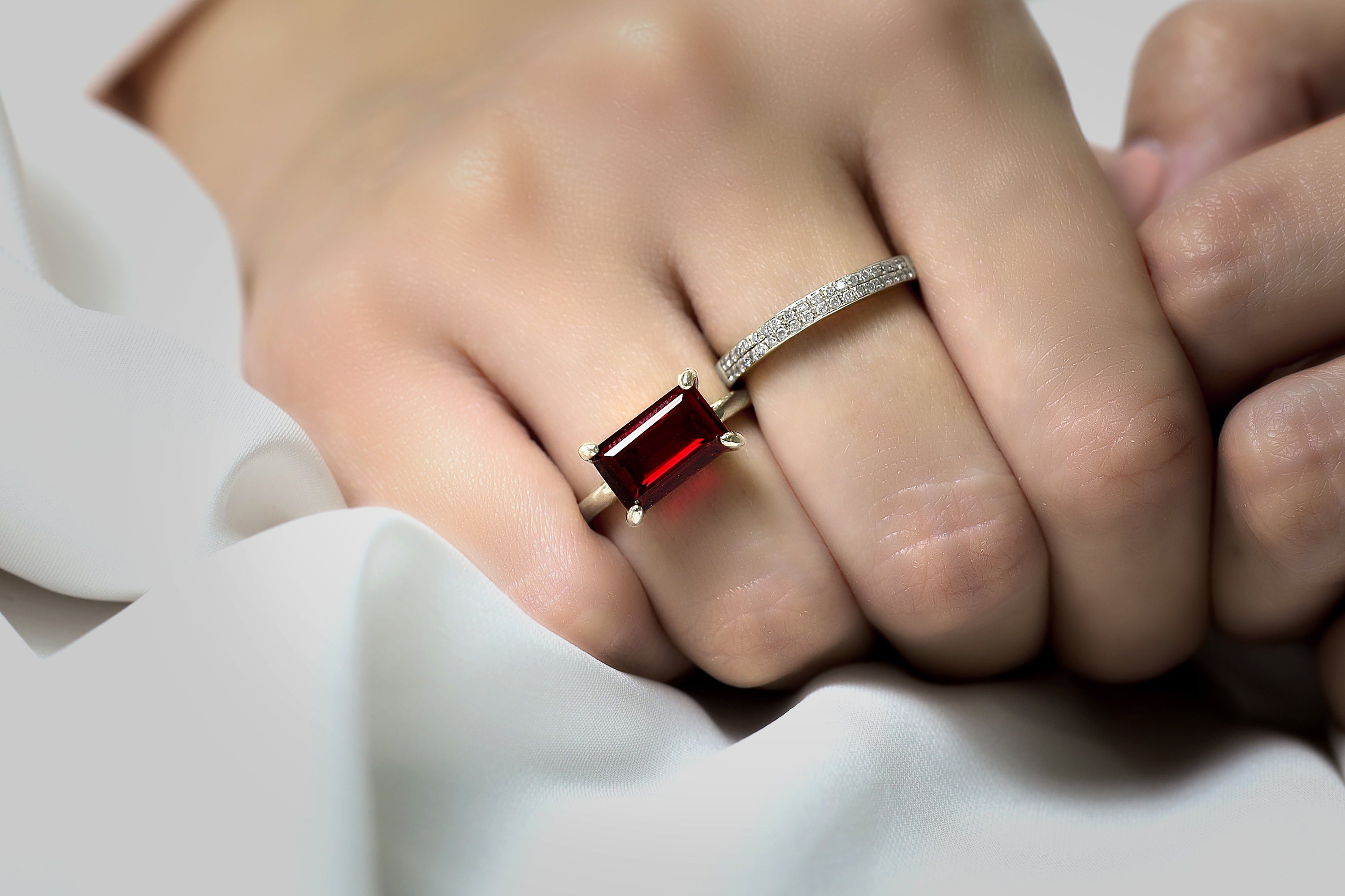 Gold Garnet Simple Cocktail Ring Rings Anemone Unique