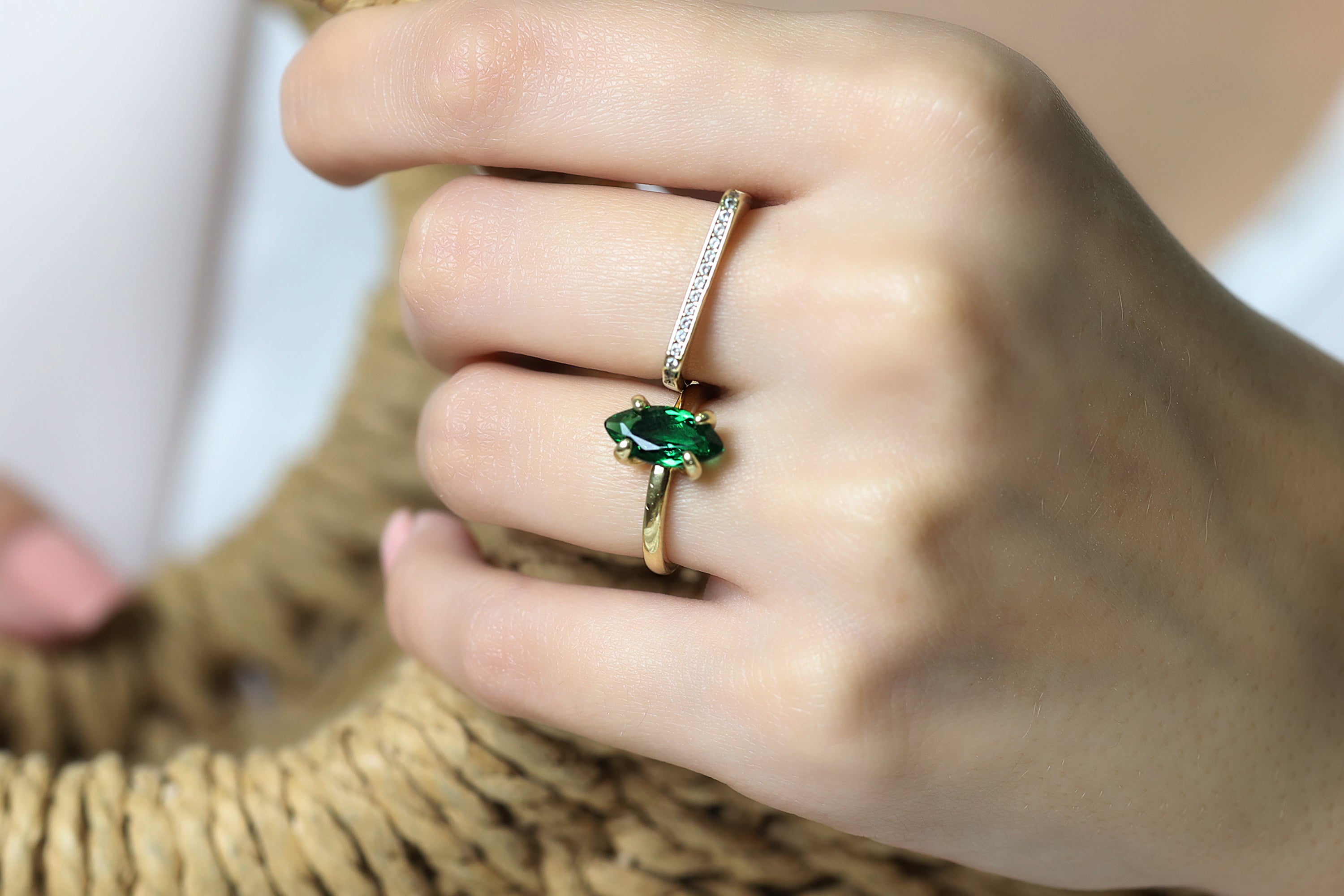 Chic Emerald Jewelry Sterling Silver Ring Rings Anemone Unique