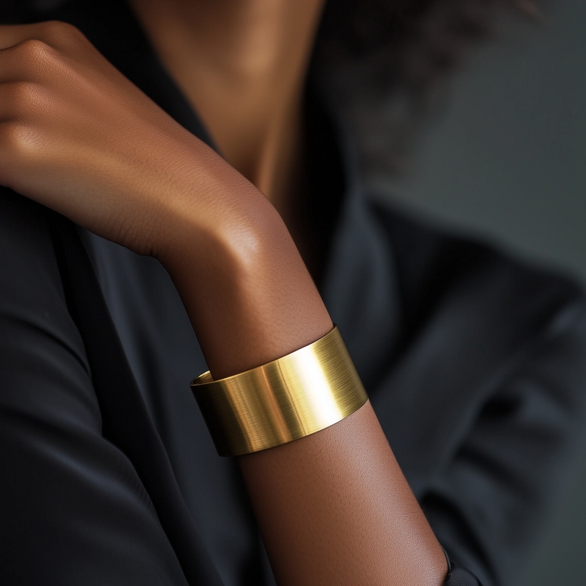 Wide 14k Gold Large Open Cuff Bracelet Bracelets Anemone Jewelry