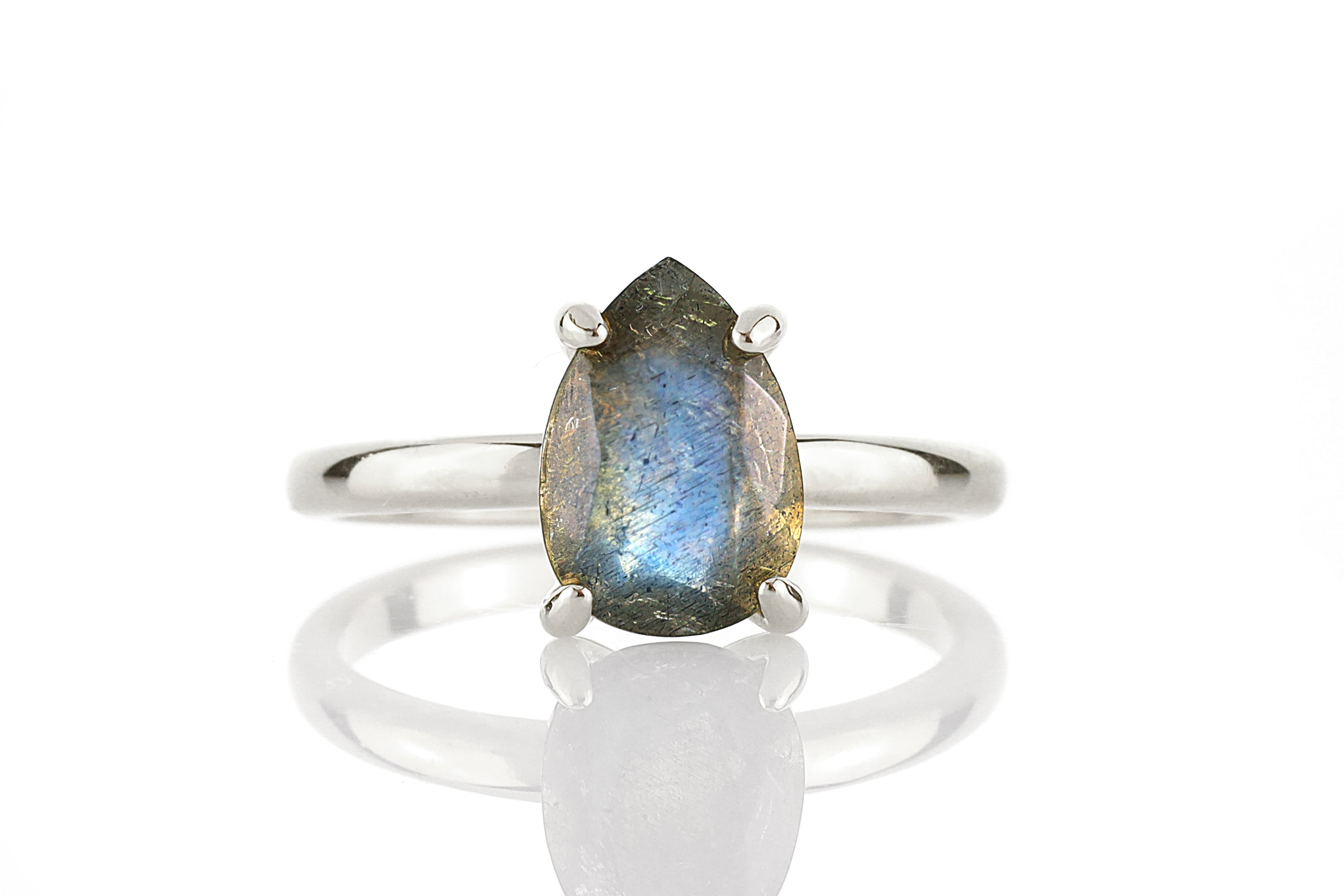 Flashy Labradorite Ring in Rose Gold Rings Anemone Unique