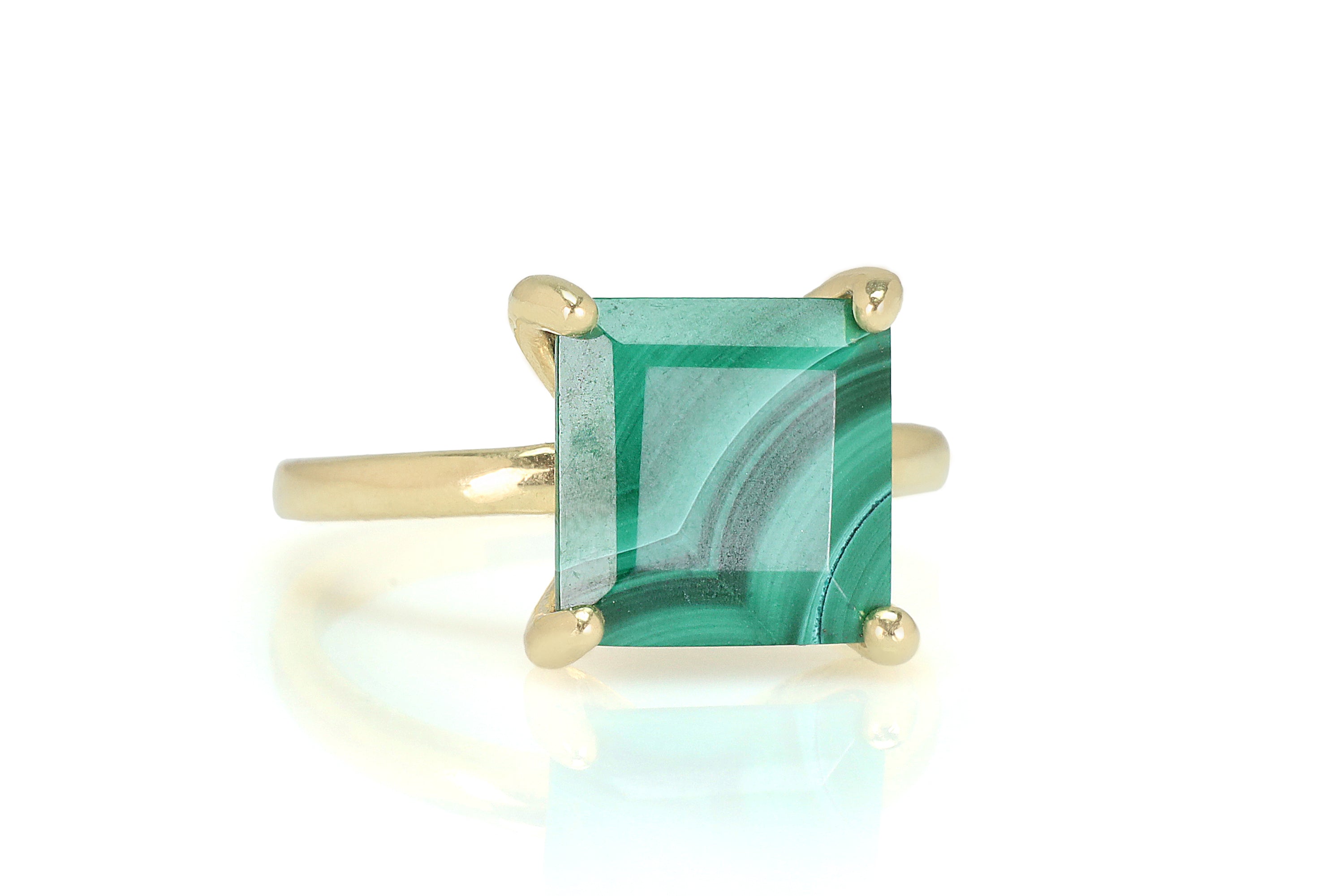 Sterling Silver Square Malachite Ring Rings Anemone Unique
