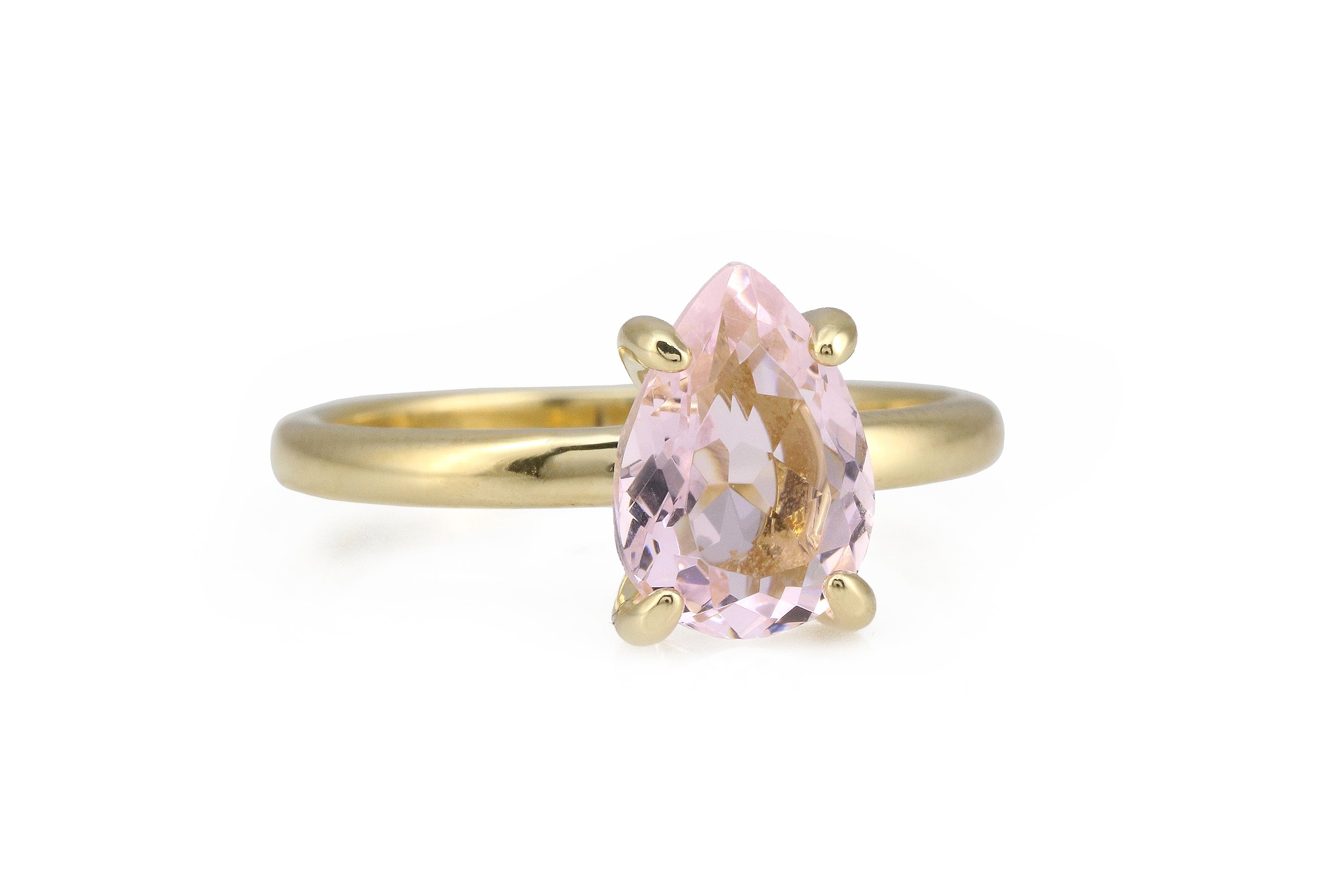 Elegant Pink Rose Quartz Stone Ring in 14k Rose Gold Rings Anemone Unique