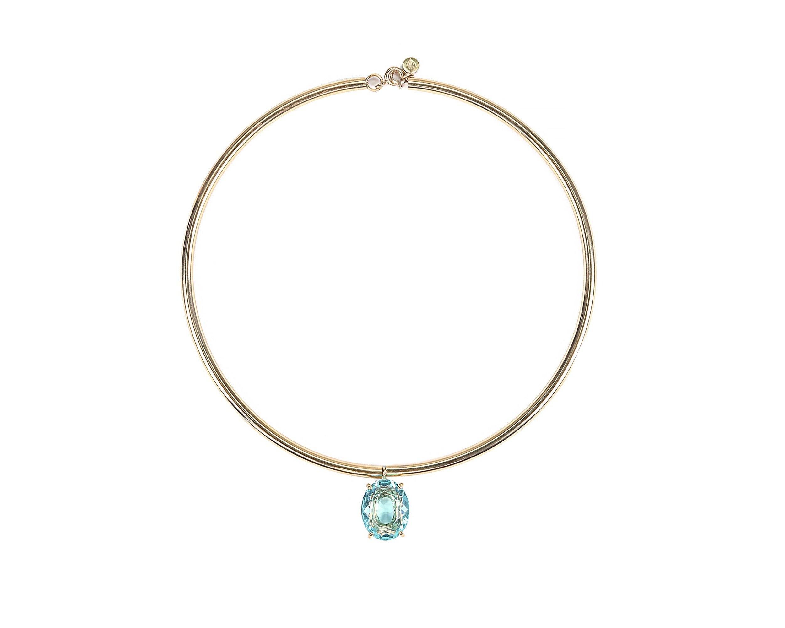 Blue Topaz Pendant Gold Tribal Necklace necklaces Anemone Jewelry