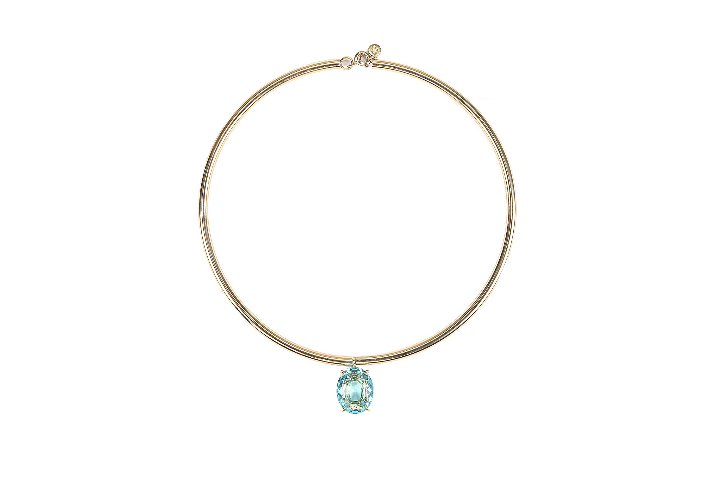 Blue Topaz Pendant Gold Tribal Necklace necklaces Anemone Jewelry