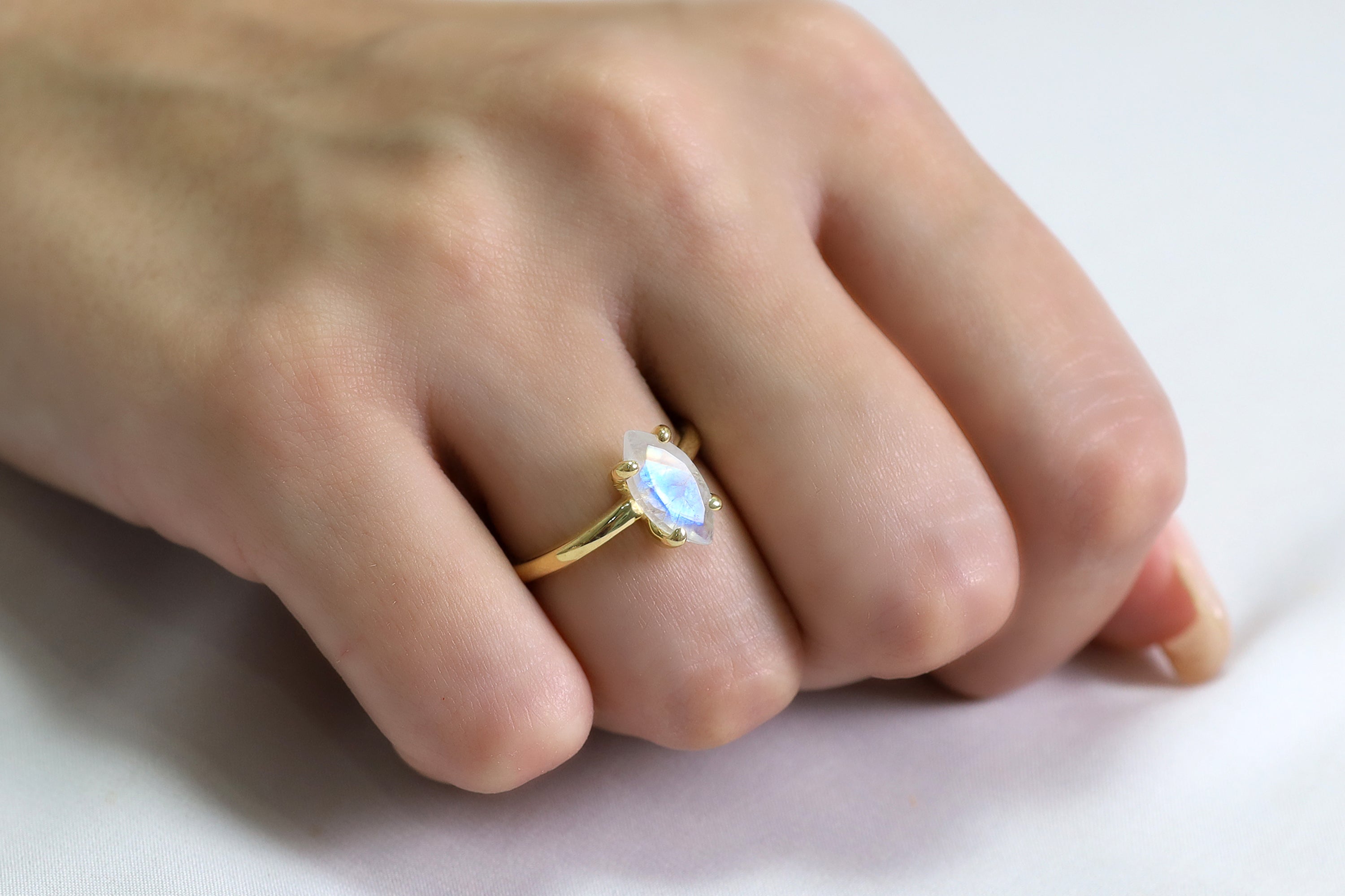 Marquise Moonstone Ring in Silver Rings Anemone Unique