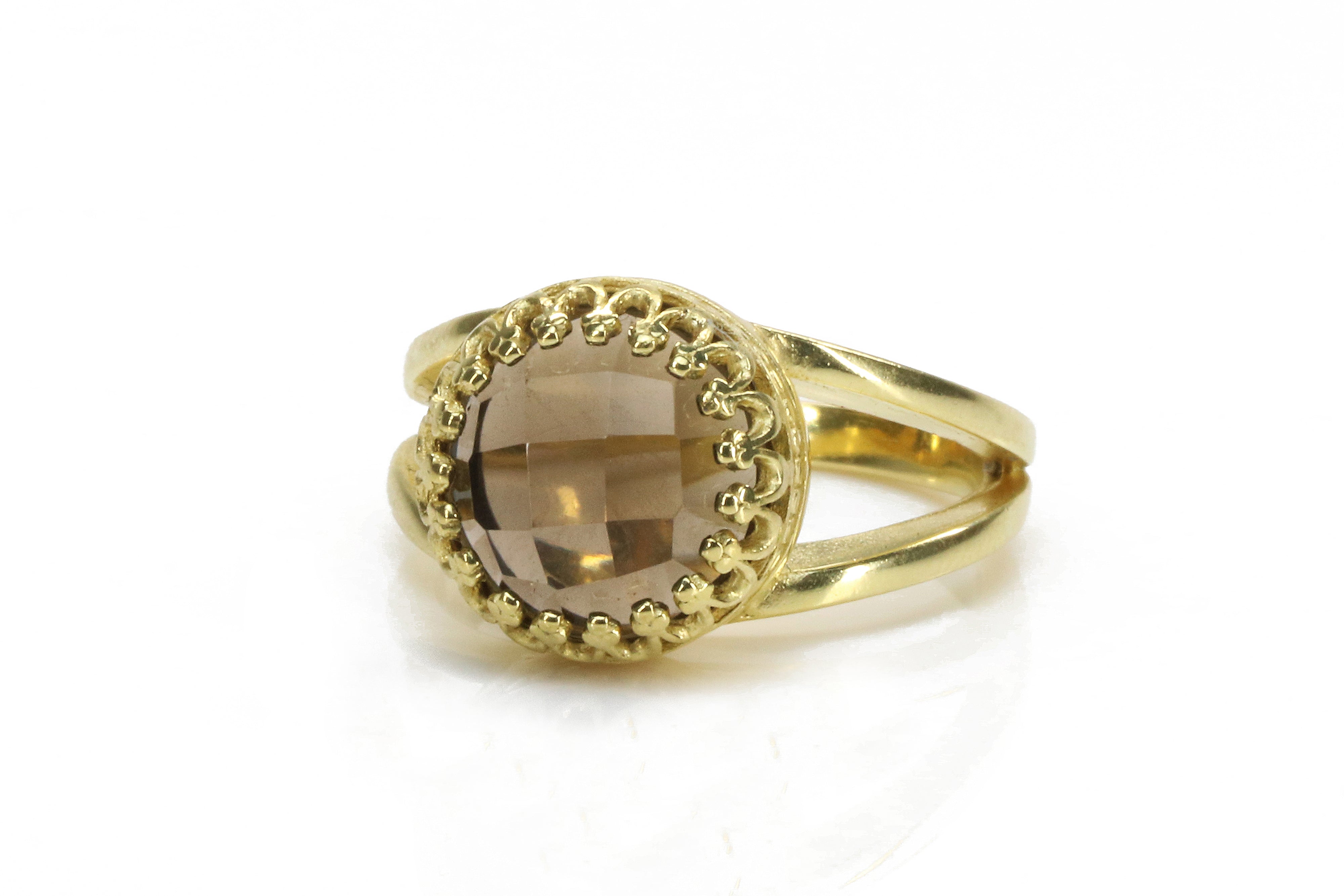10mm Smoky Quartz in 14K Gold-filled Ring Rings Anemone Jewelry