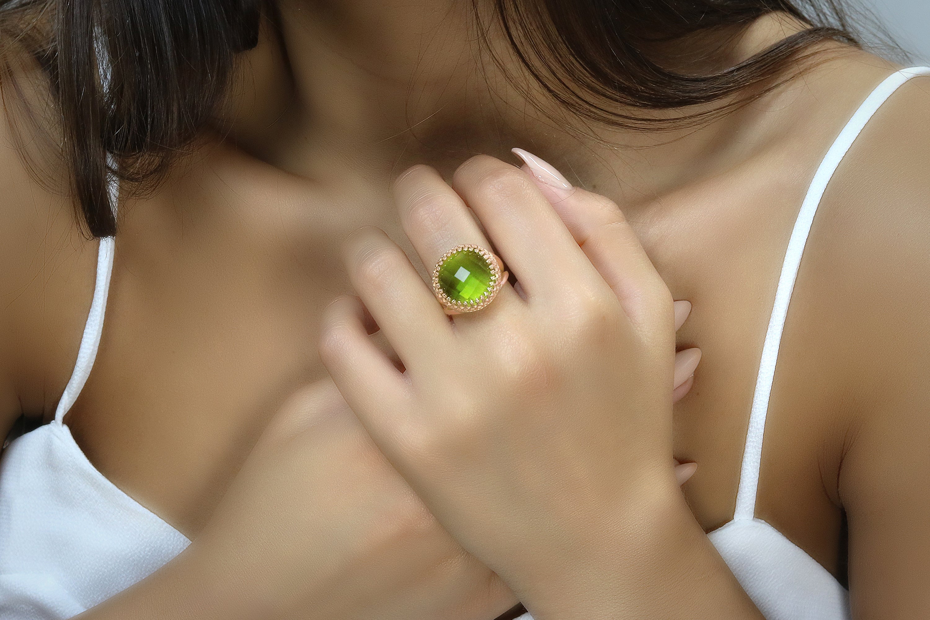 Radiant Peridot Sterling Silver Ring Rings Anemone Jewelry