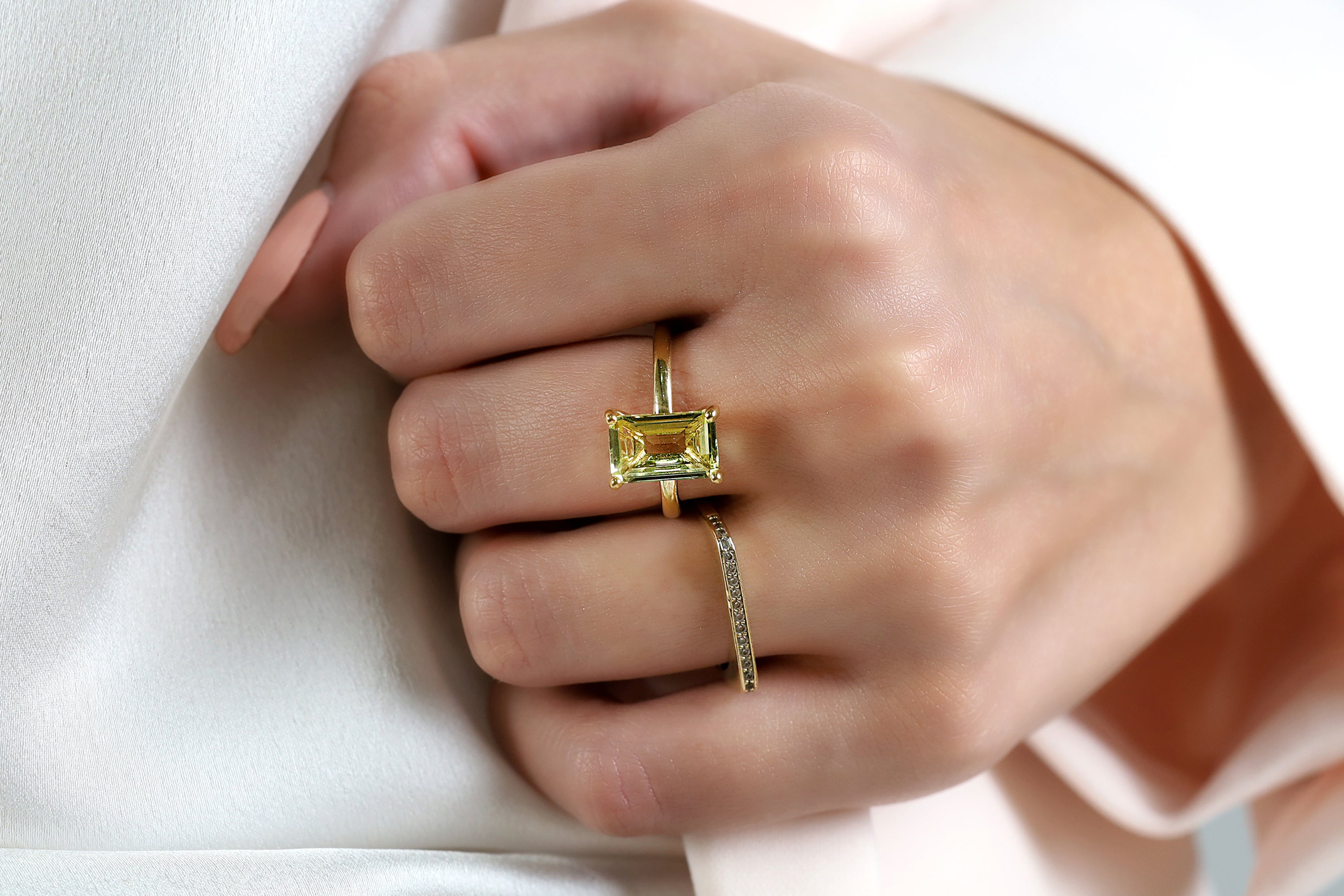 Faceted Lemon Quartz Ring in 14K Gold Rings Anemone Unique