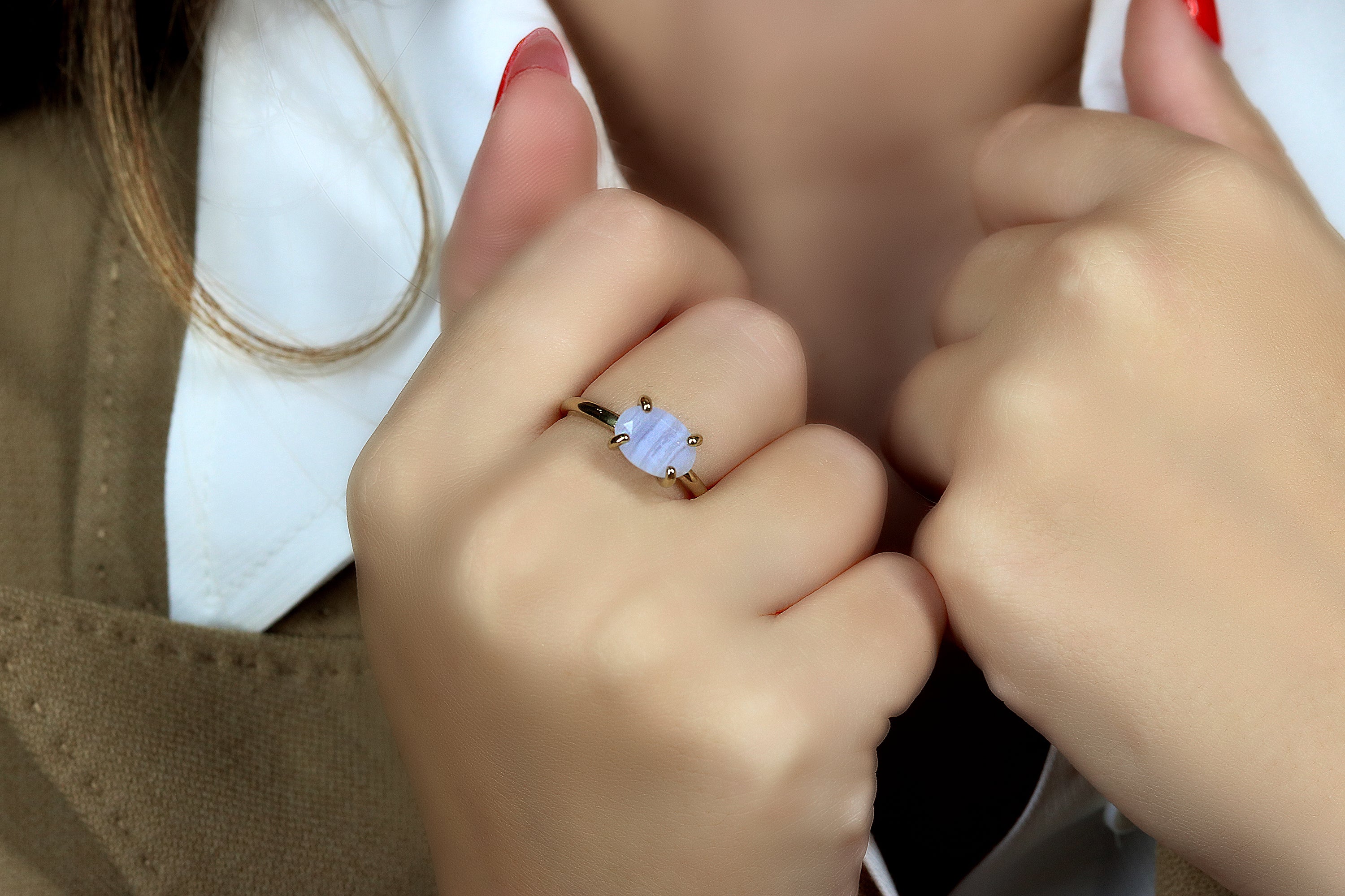 Delicate Gold Filled Lace Agate Ring Rings Anemone Unique