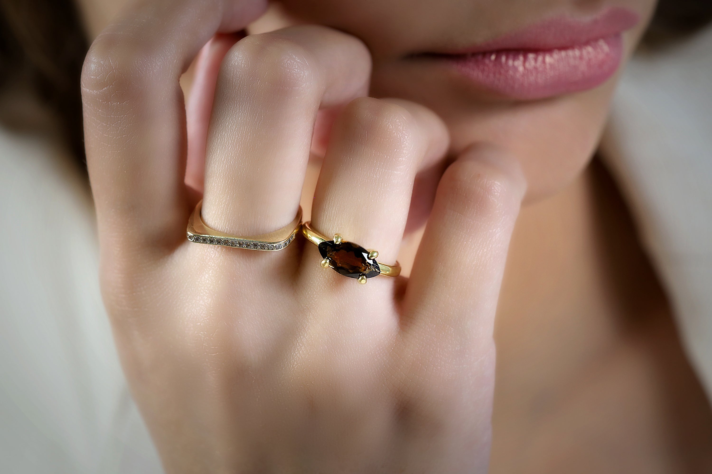 Simple Smoky Quartz Gold Filled Ring Rings Anemone Unique