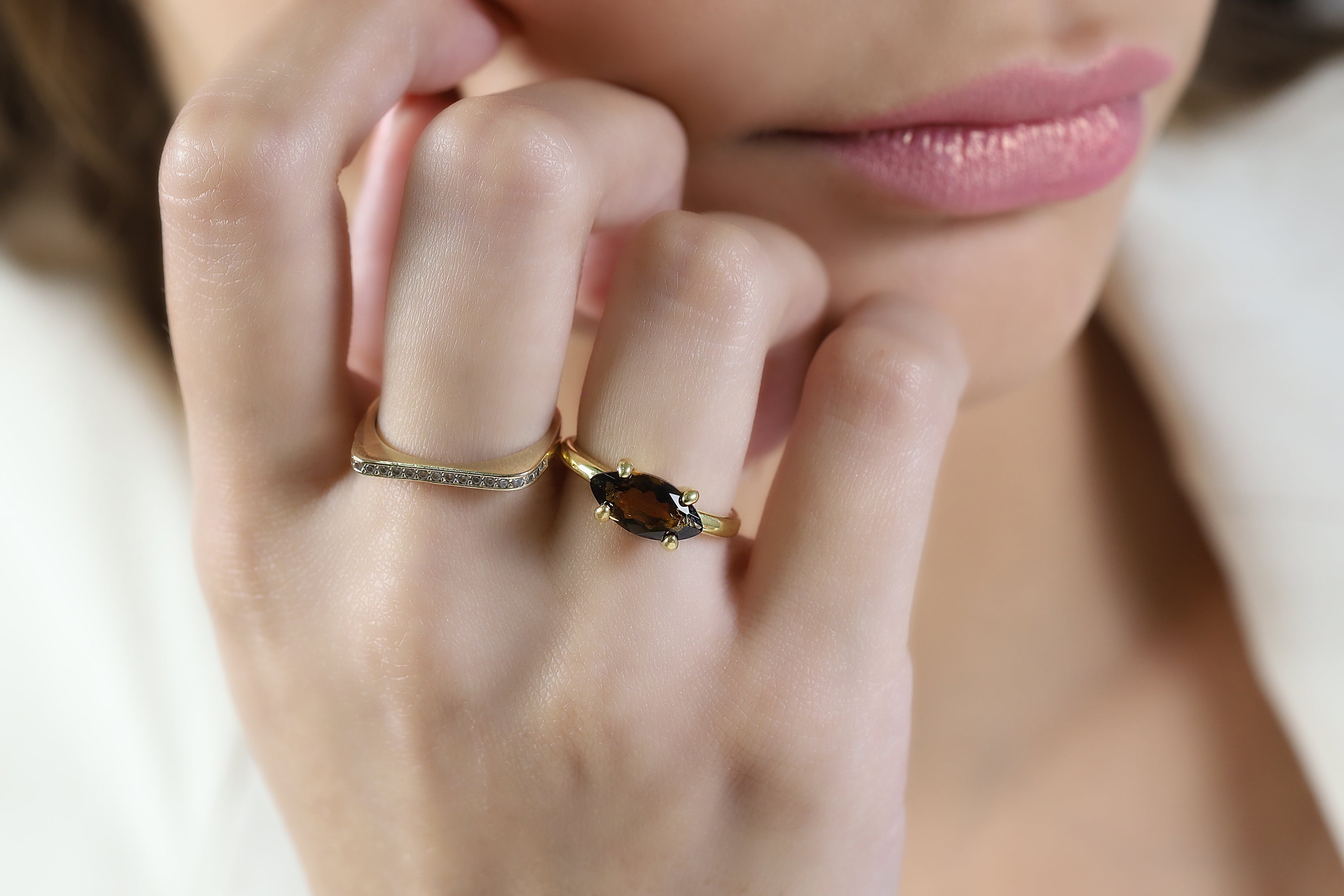 Simple Smoky Quartz Gold Filled Ring Rings Anemone Unique