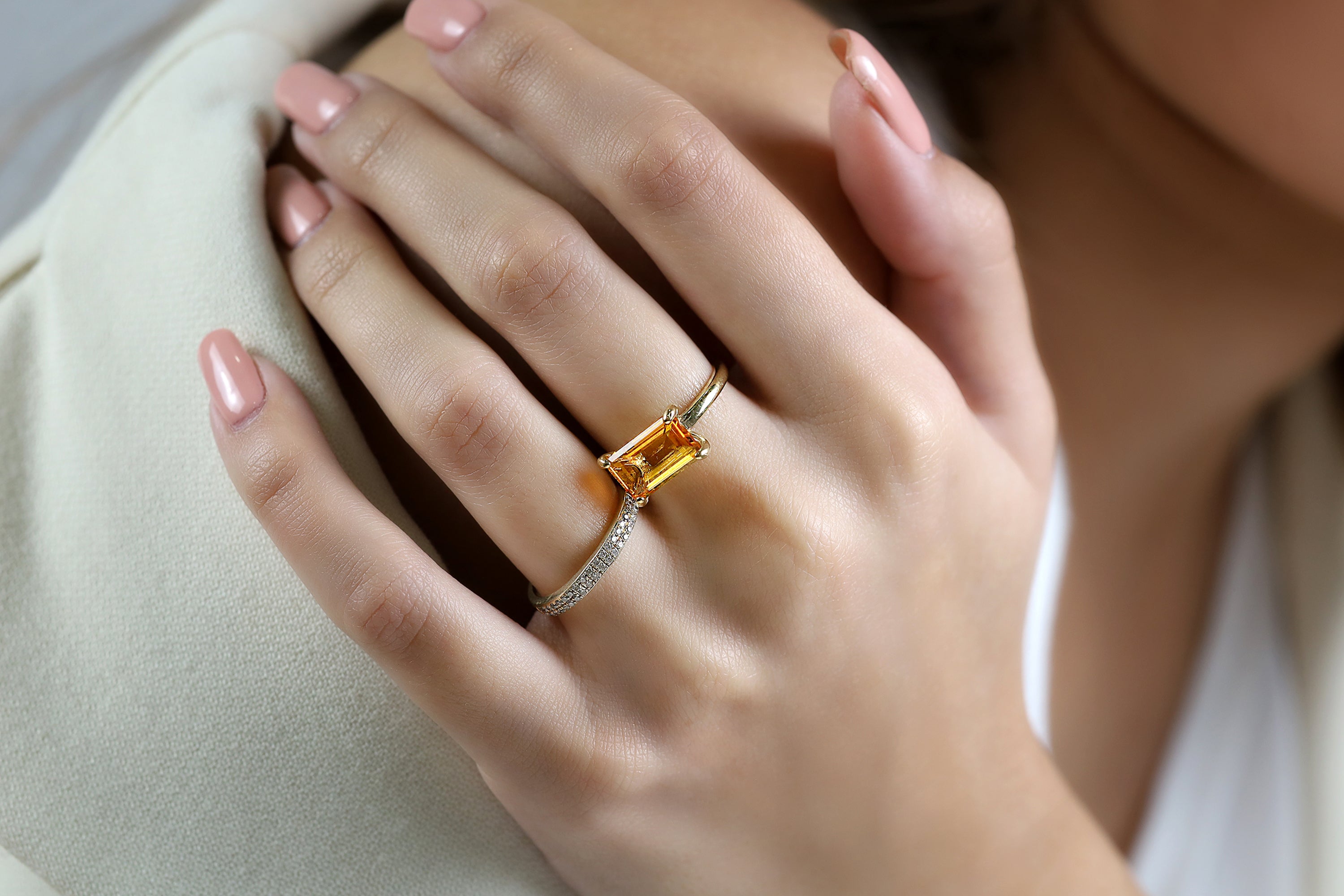 Vintage Citrine Gold Filled Ring Rings Anemone Unique