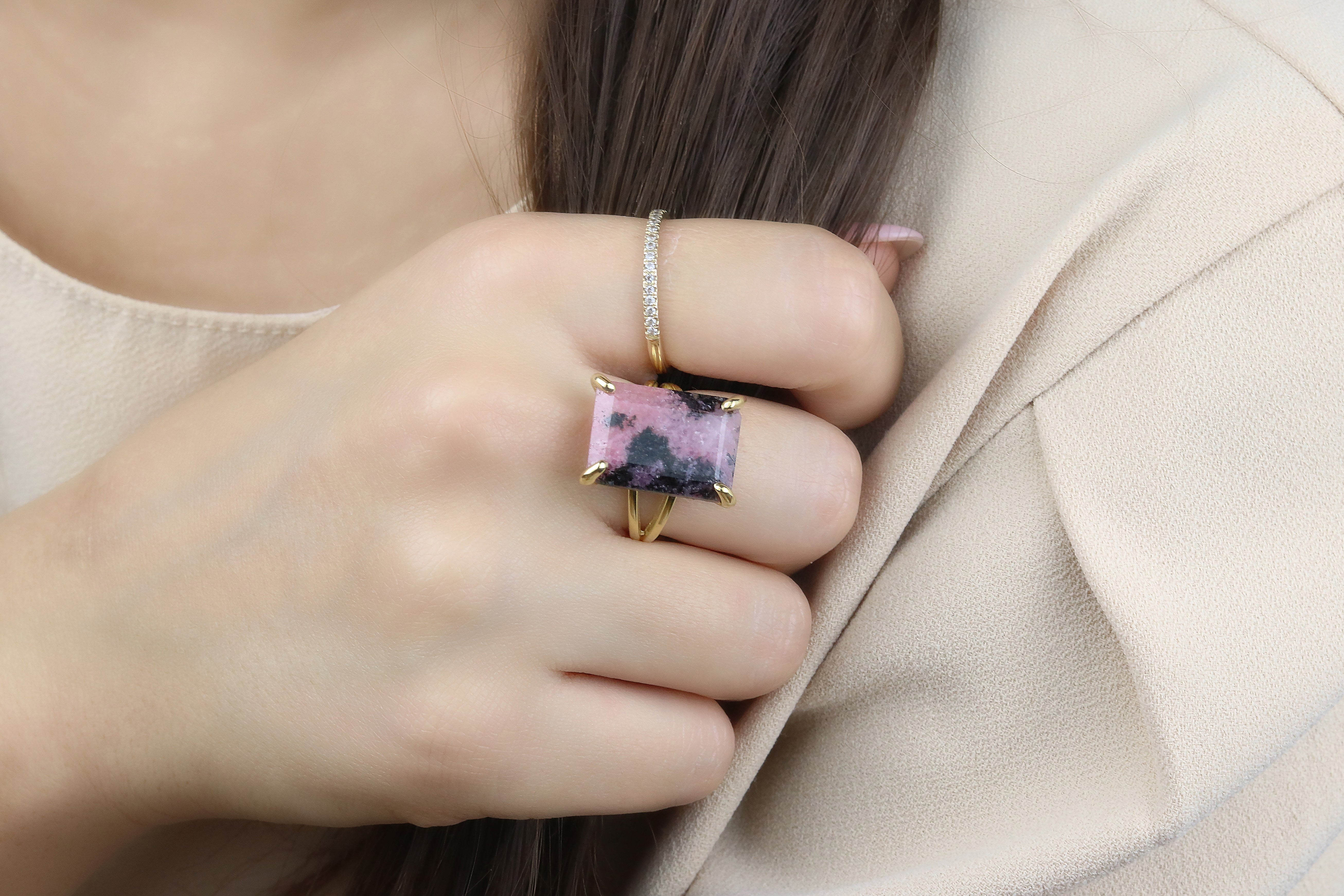 Rhodonite Ring in Sterling Silver Rings Anemone Jewelry