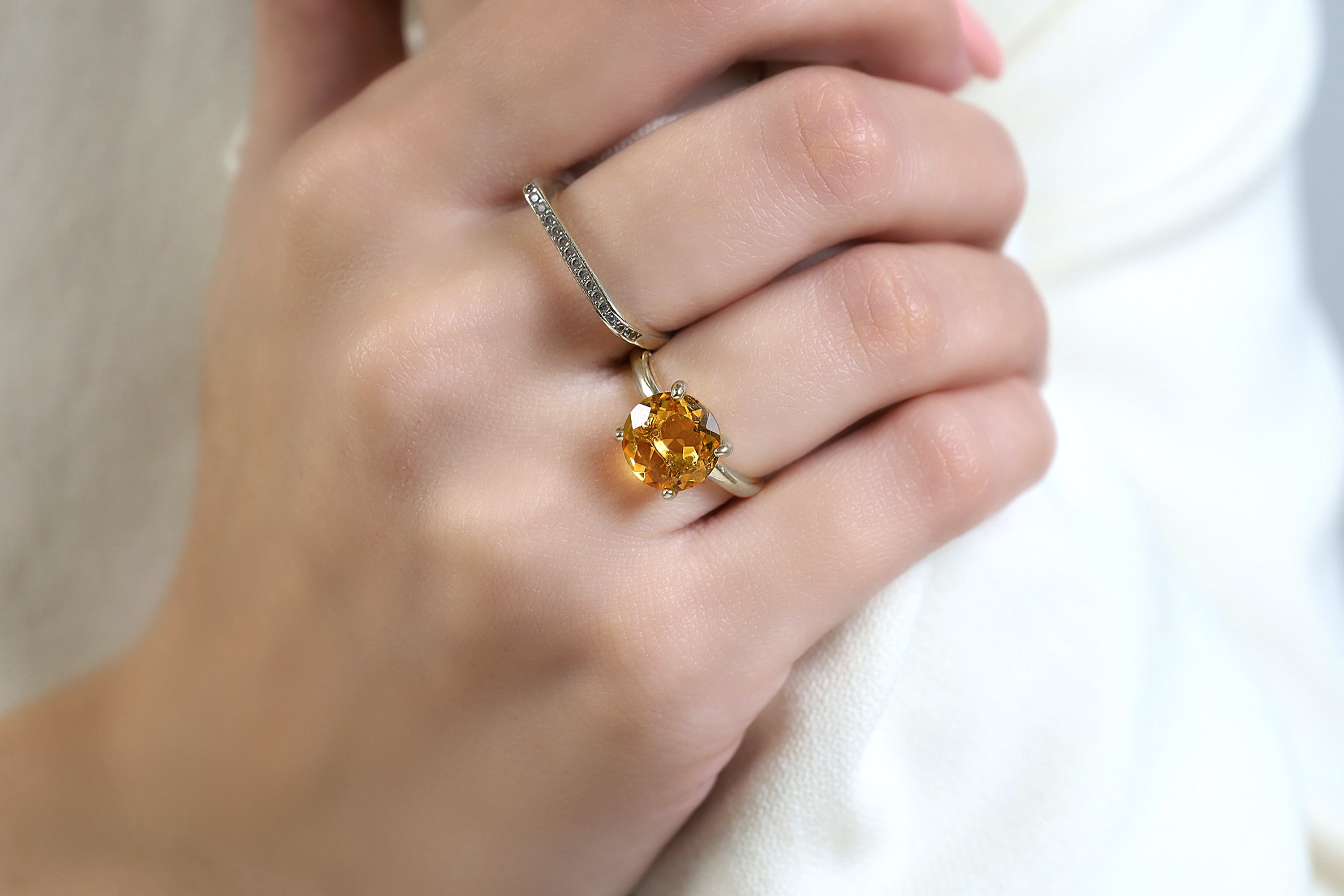 14K Solid Gold Citrine Ring Rings Anemone Unique