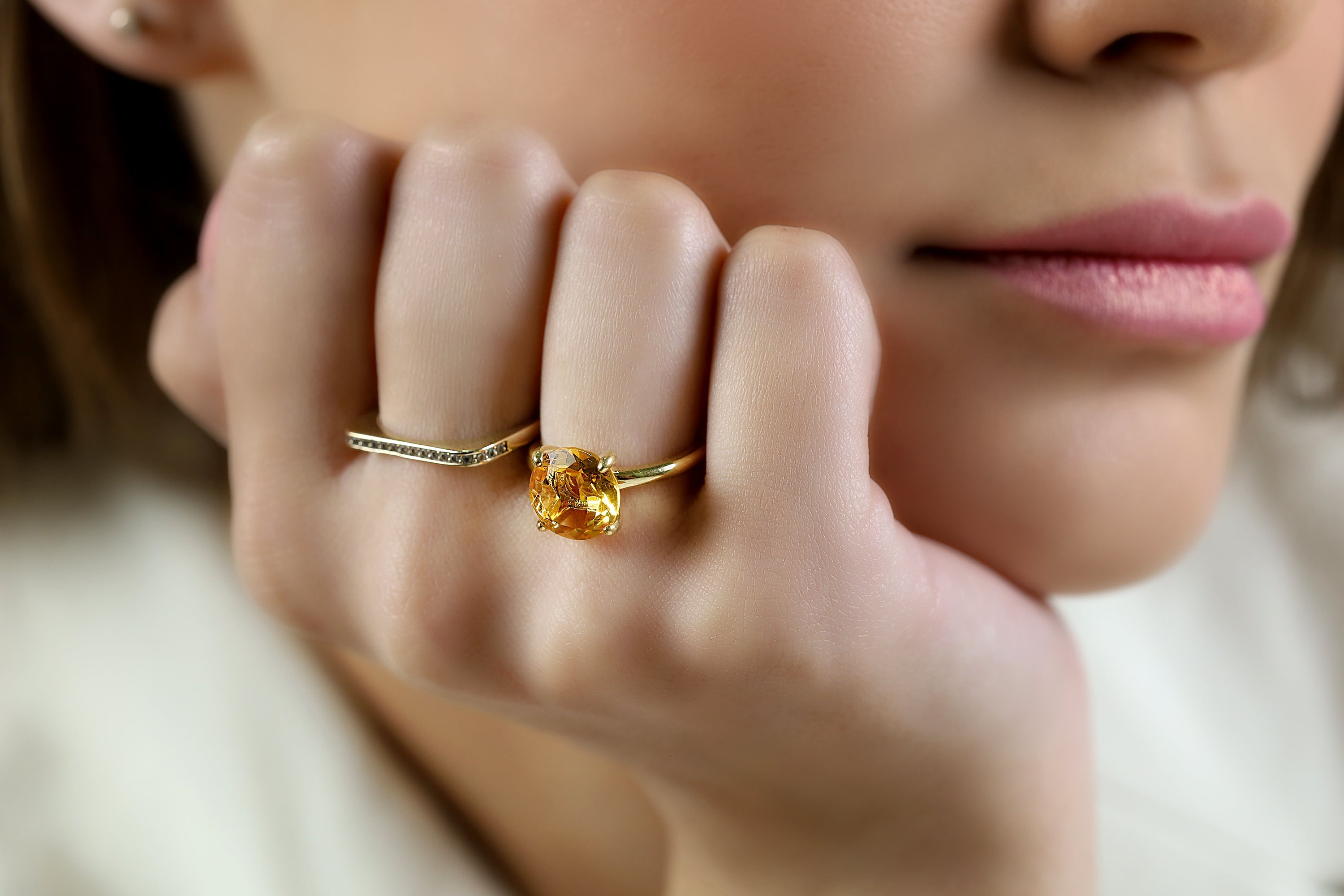 14K Solid Gold Citrine Ring Rings Anemone Unique
