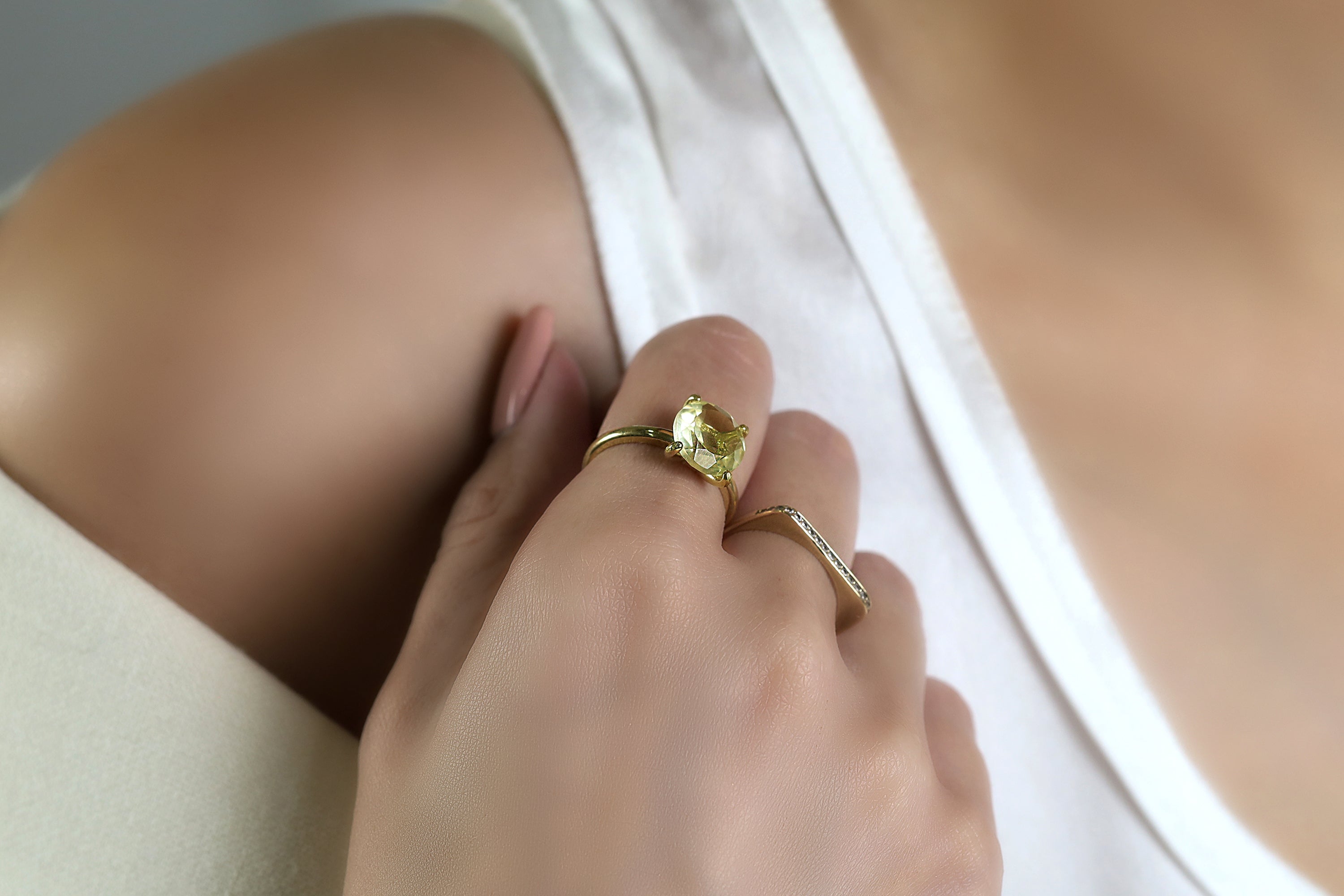 Adorable Lemon Quartz in 14K Gold-filled Ring Rings Anemone Unique