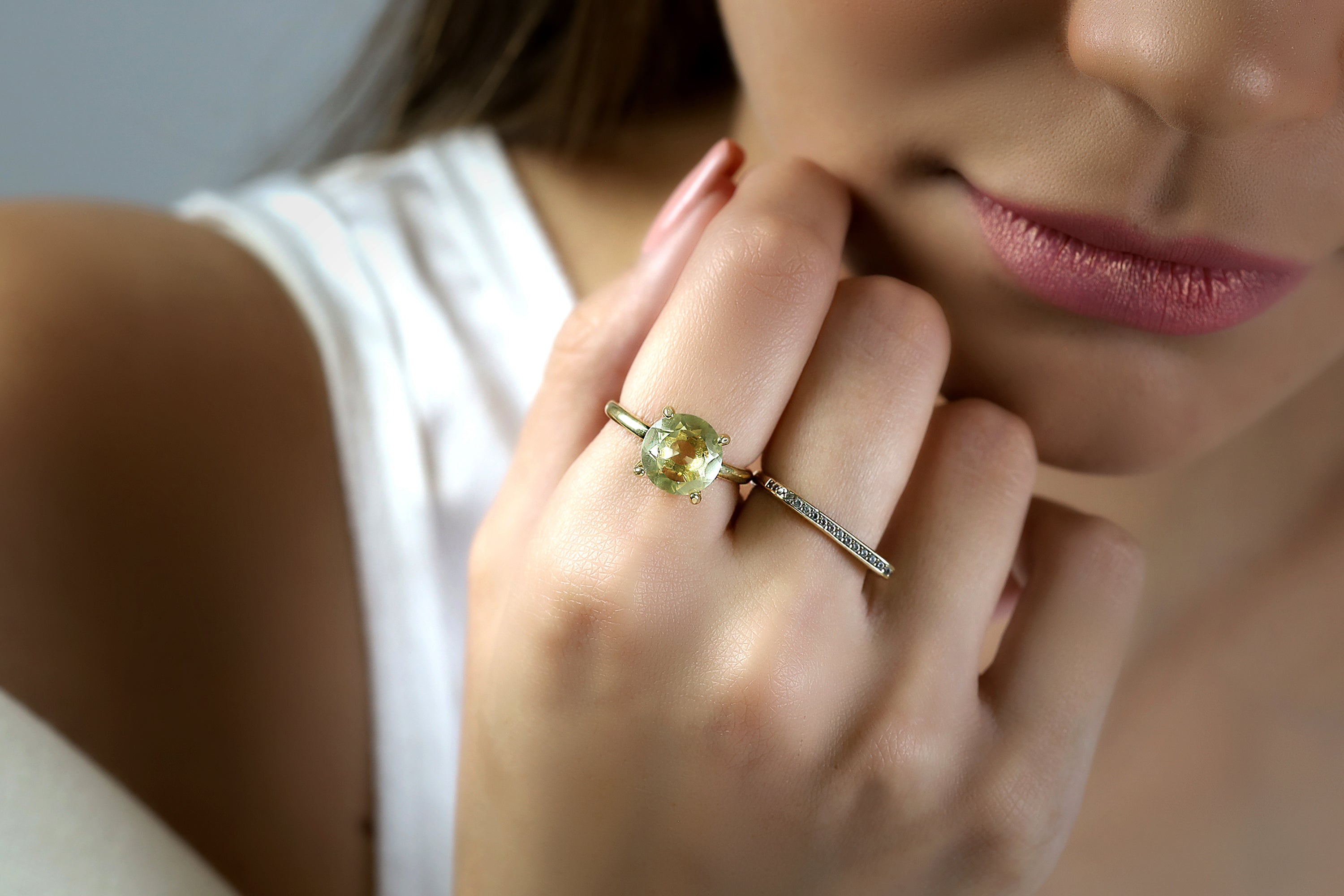 Adorable Lemon Quartz in 14K Gold-filled Ring Rings Anemone Unique