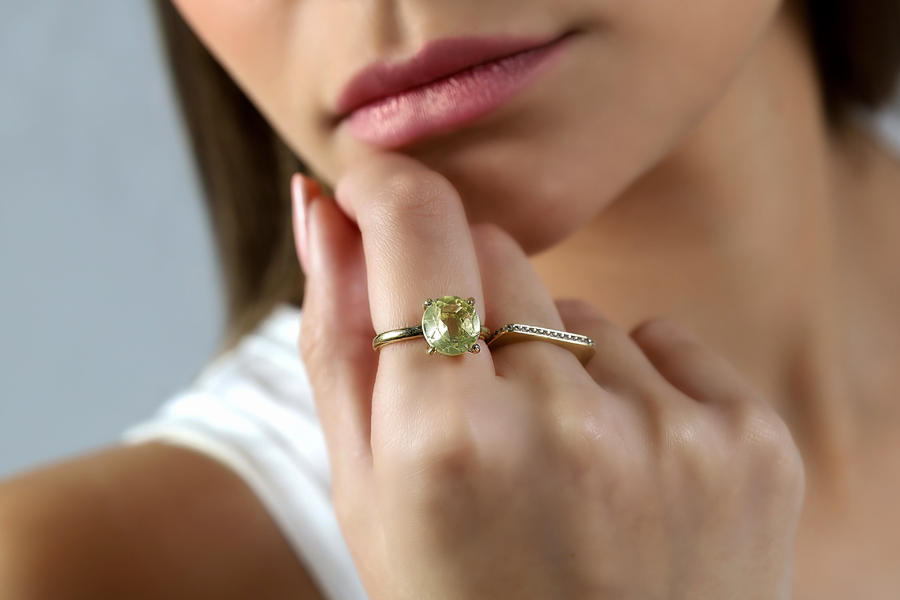Adorable Lemon Quartz in 14K Gold-filled Ring Rings Anemone Unique