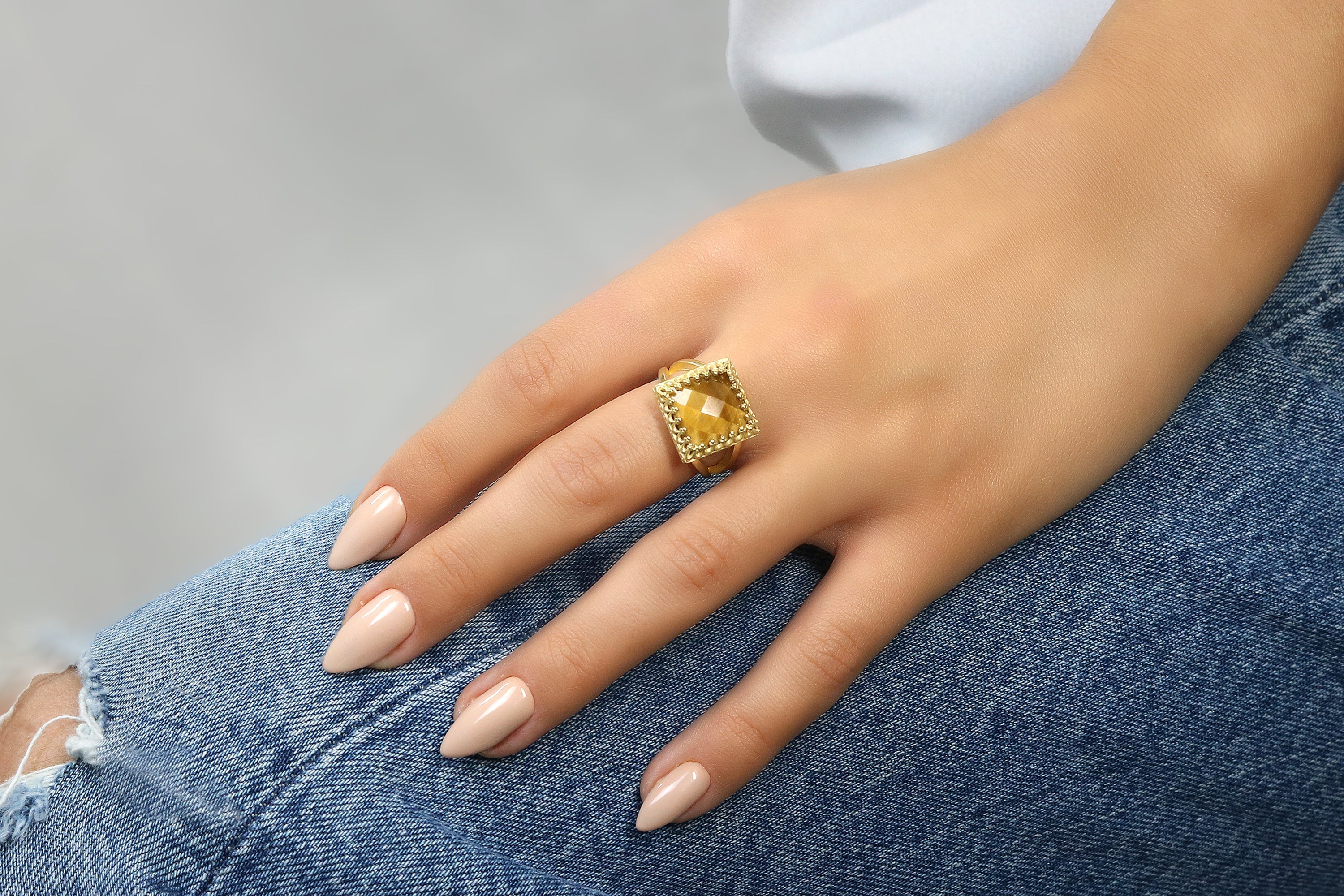 Tiger Eye Gemstone in 14k Gold Ring Rings Anemone Jewelry